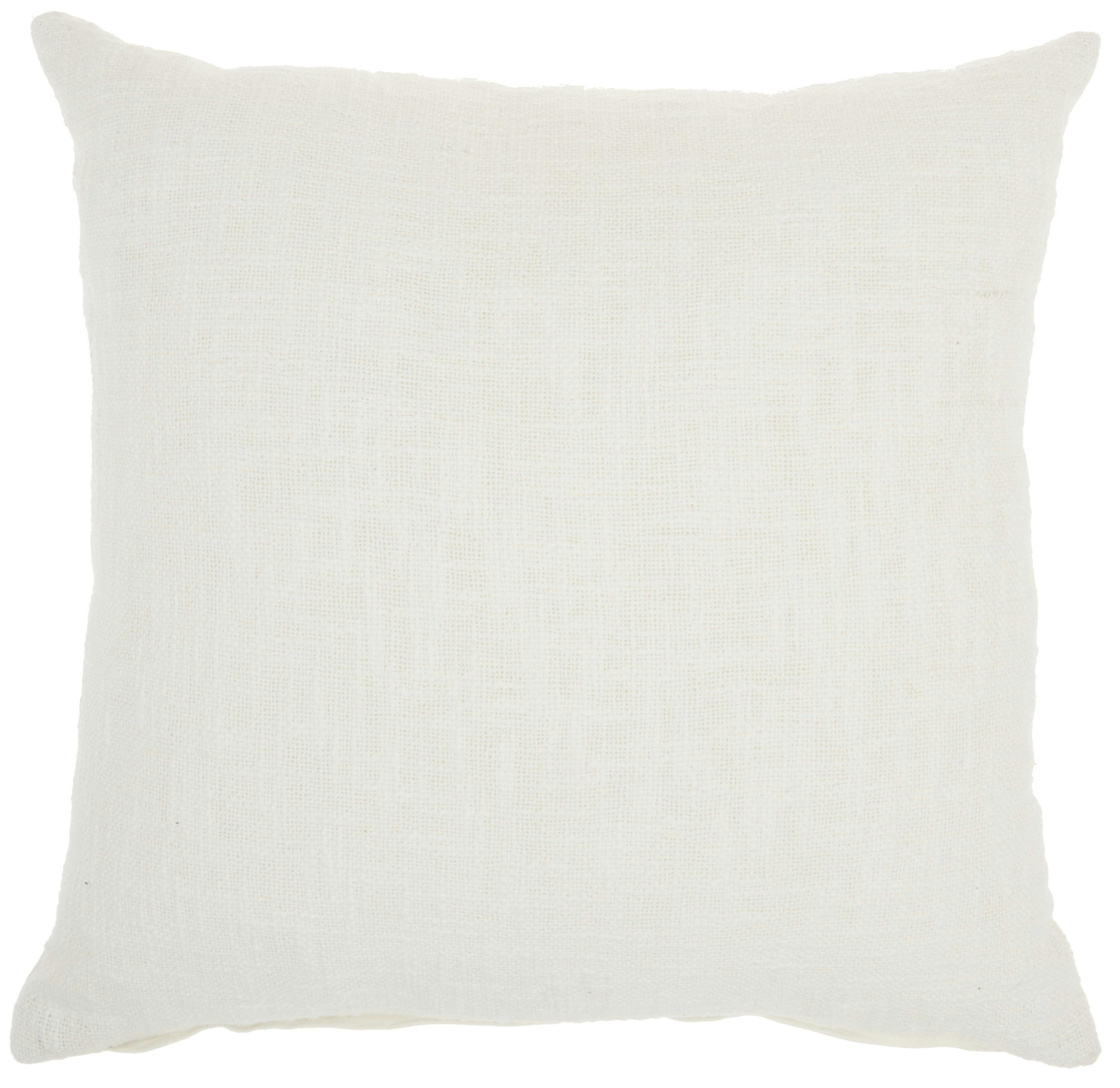 Classic White Woven Cotton 18" Square Throw Pillow