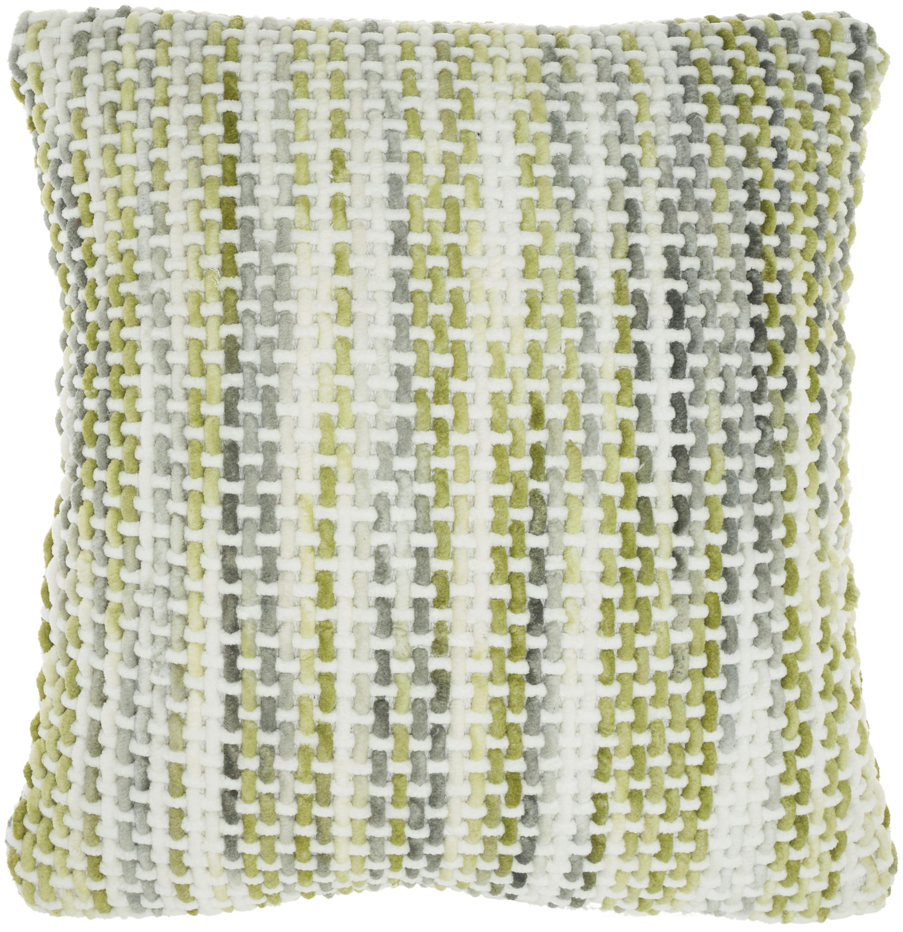 Soft Ombre Space Dye 20" Square Green/Grey Jute Throw Pillow