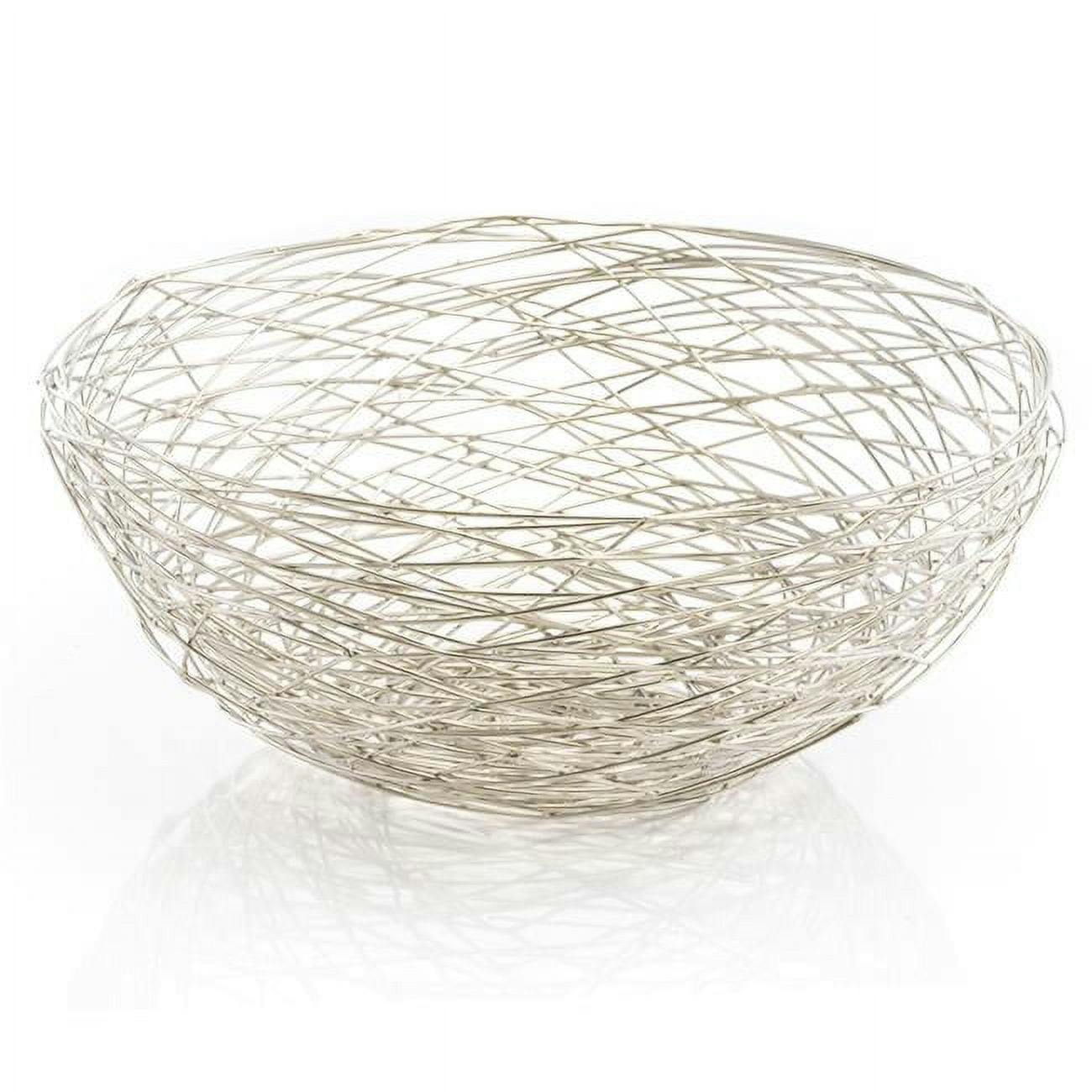 Elegant Silver Iron Wire 12oz Round Fruit Bowl
