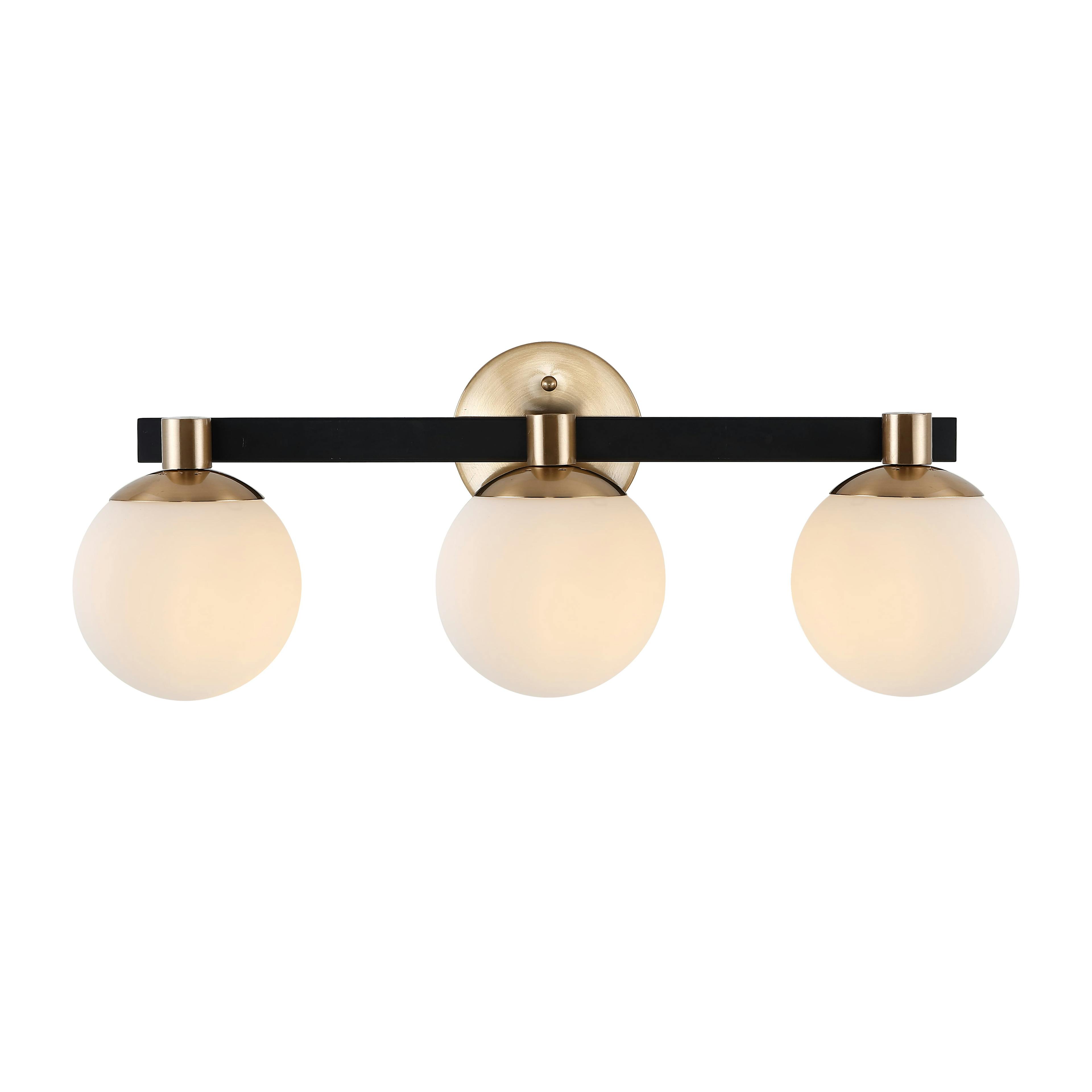 Modernist Globe 24" Brass Gold & Black 3-Light LED Vanity with Frosted Glass