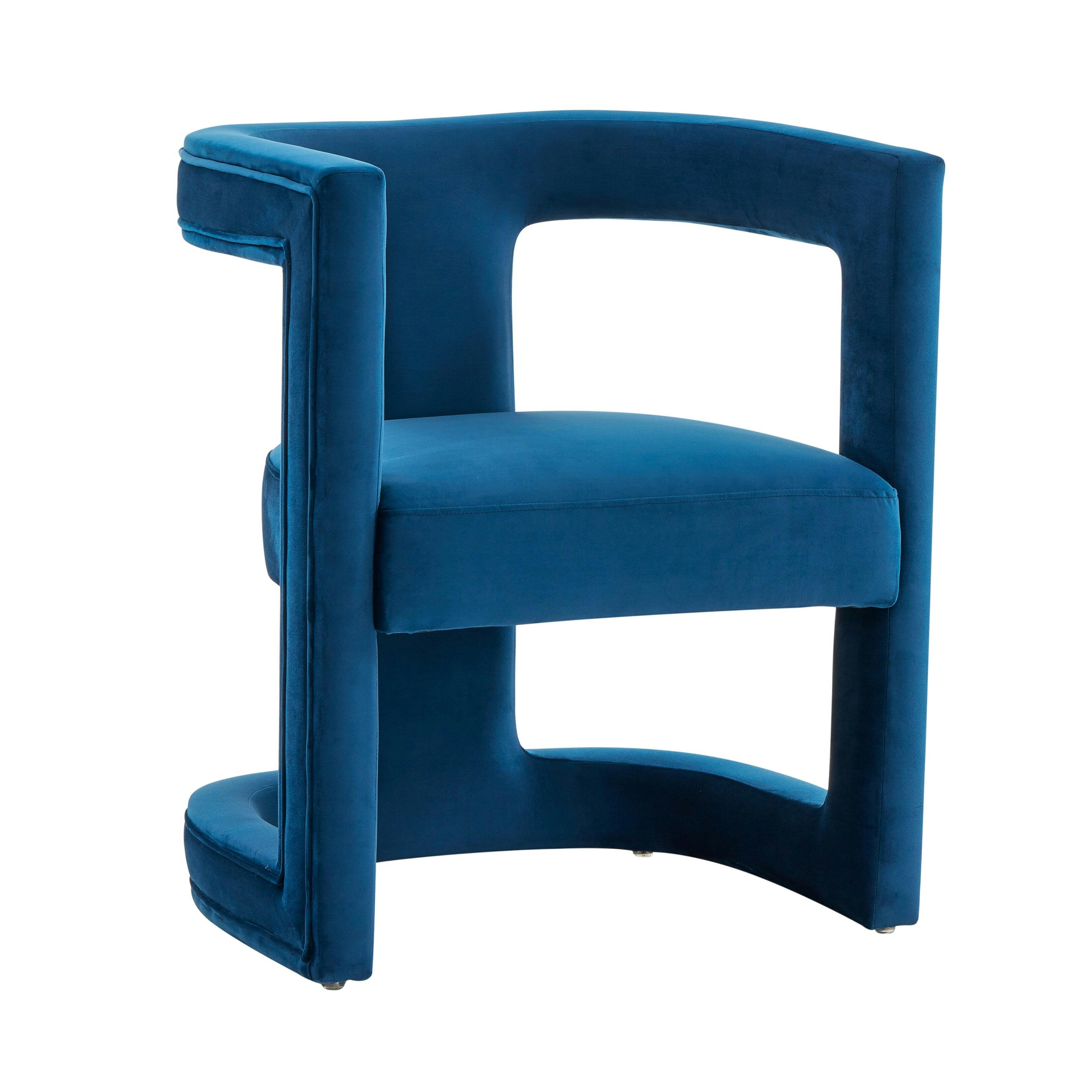 Modrest Kendra 26" Modern Blue Velvet Accent Chair