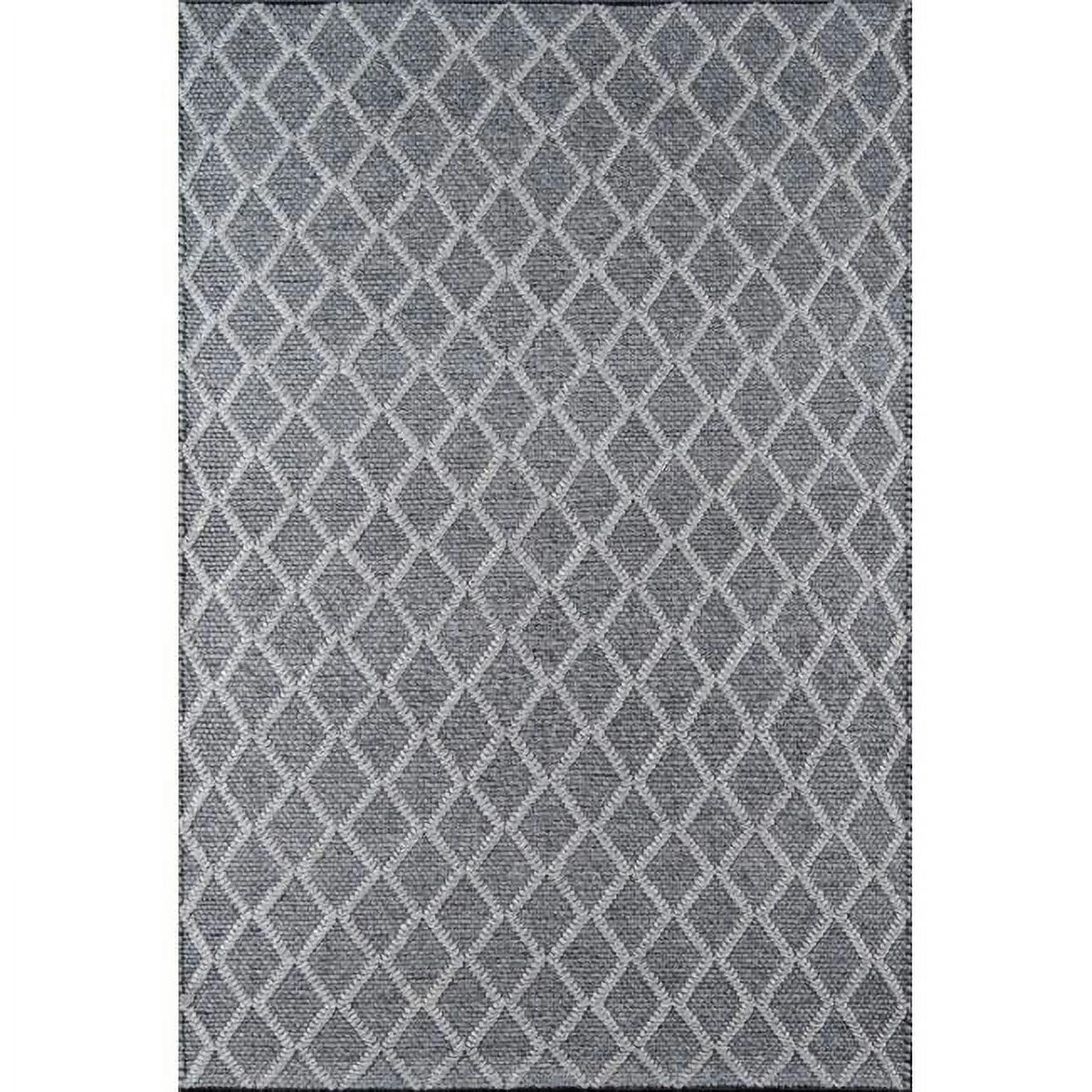 Charcoal Geometric Hand-Tufted 5' x 7' Wool Area Rug