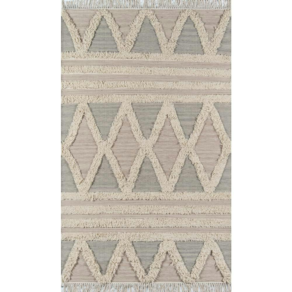 Desert Inspiration Hand-Woven Wool Area Rug in Beige, 24" x 36"