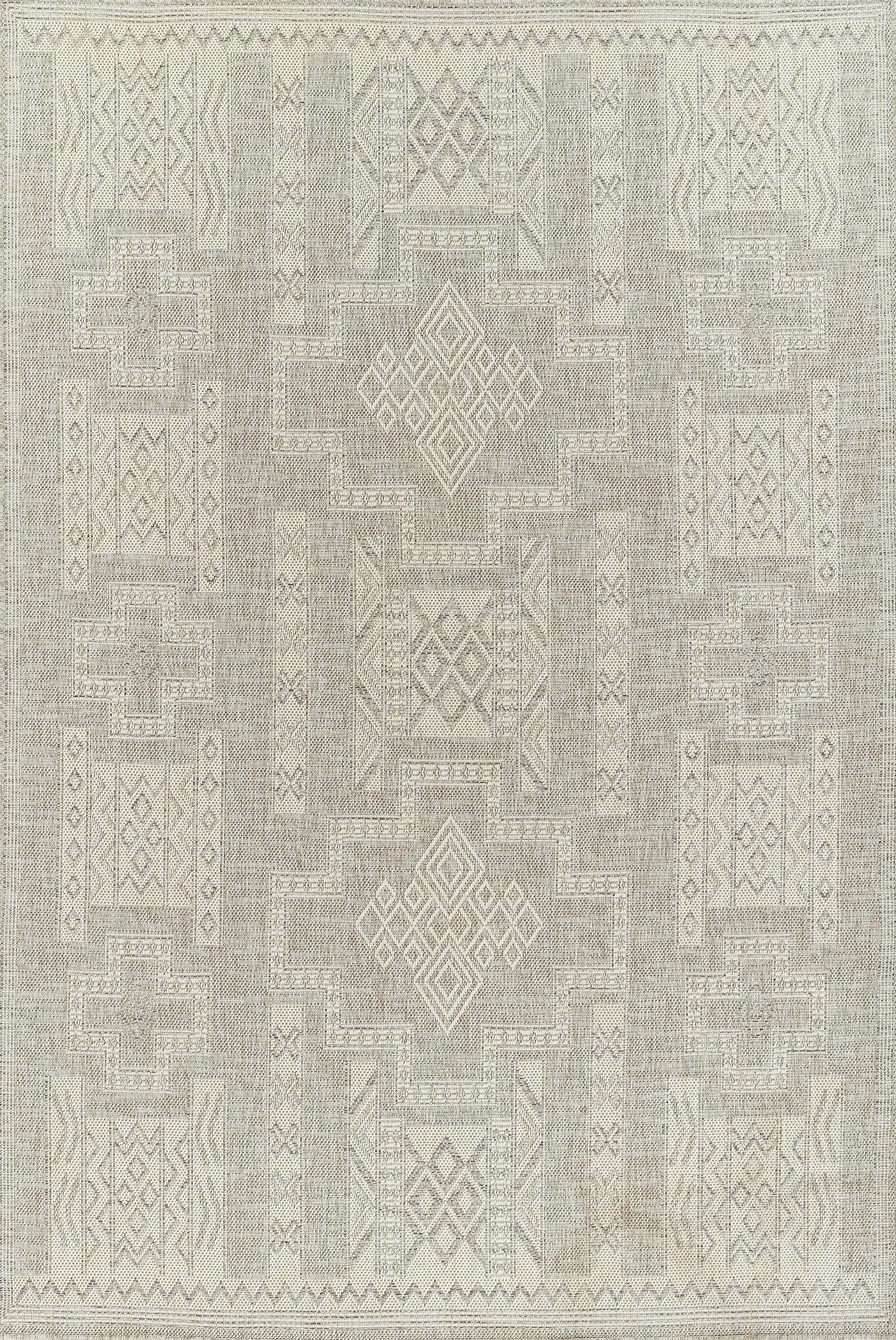 Dynamic Geometric Gray Synthetic Easy-Care Rug 2' x 3'