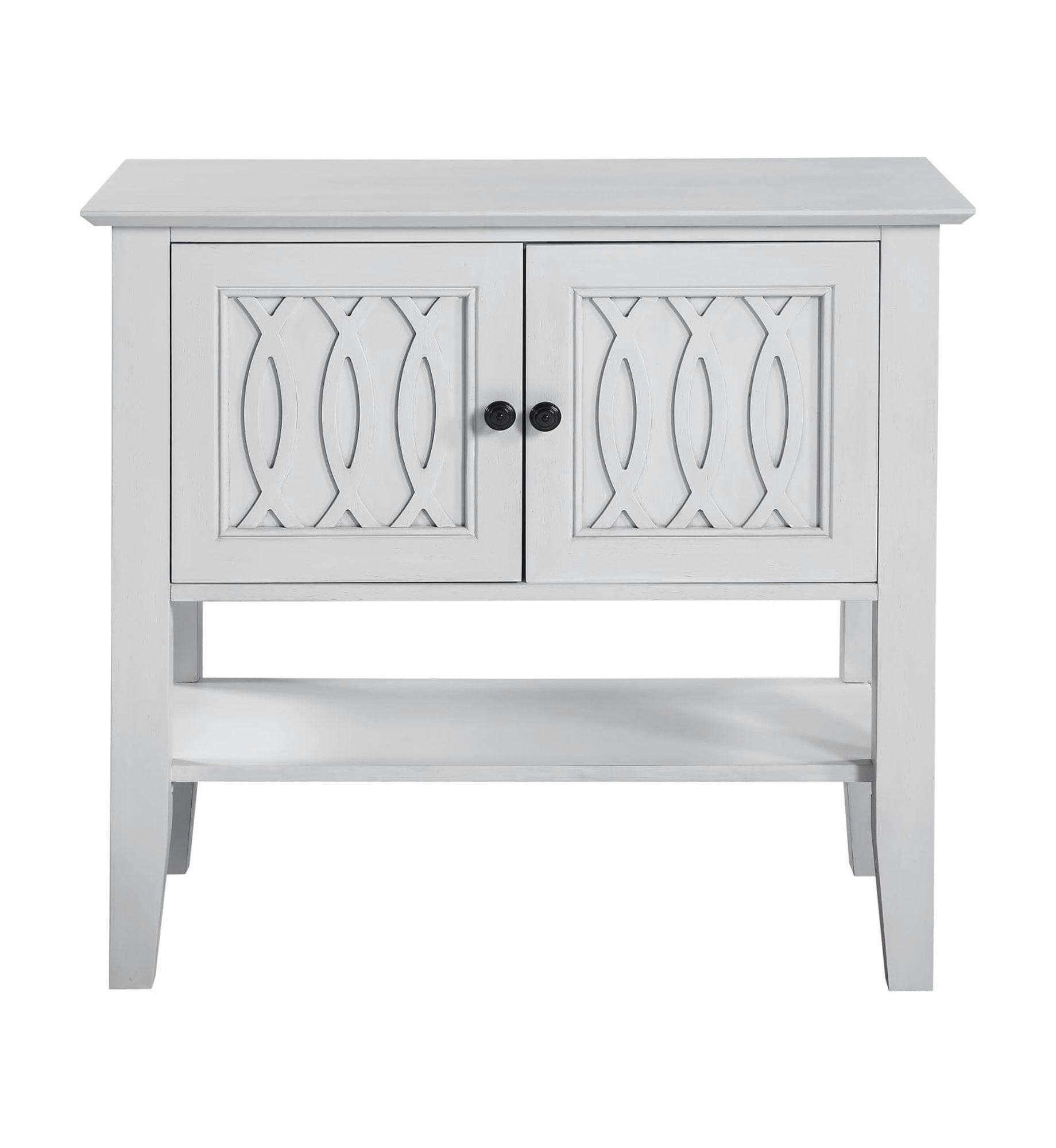 Naples Transitional White Wood Server with Overlapping Ring Design