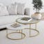 Modern Luxe Round Nesting Coffee Table Set, Glass & Marble on Gold Frame