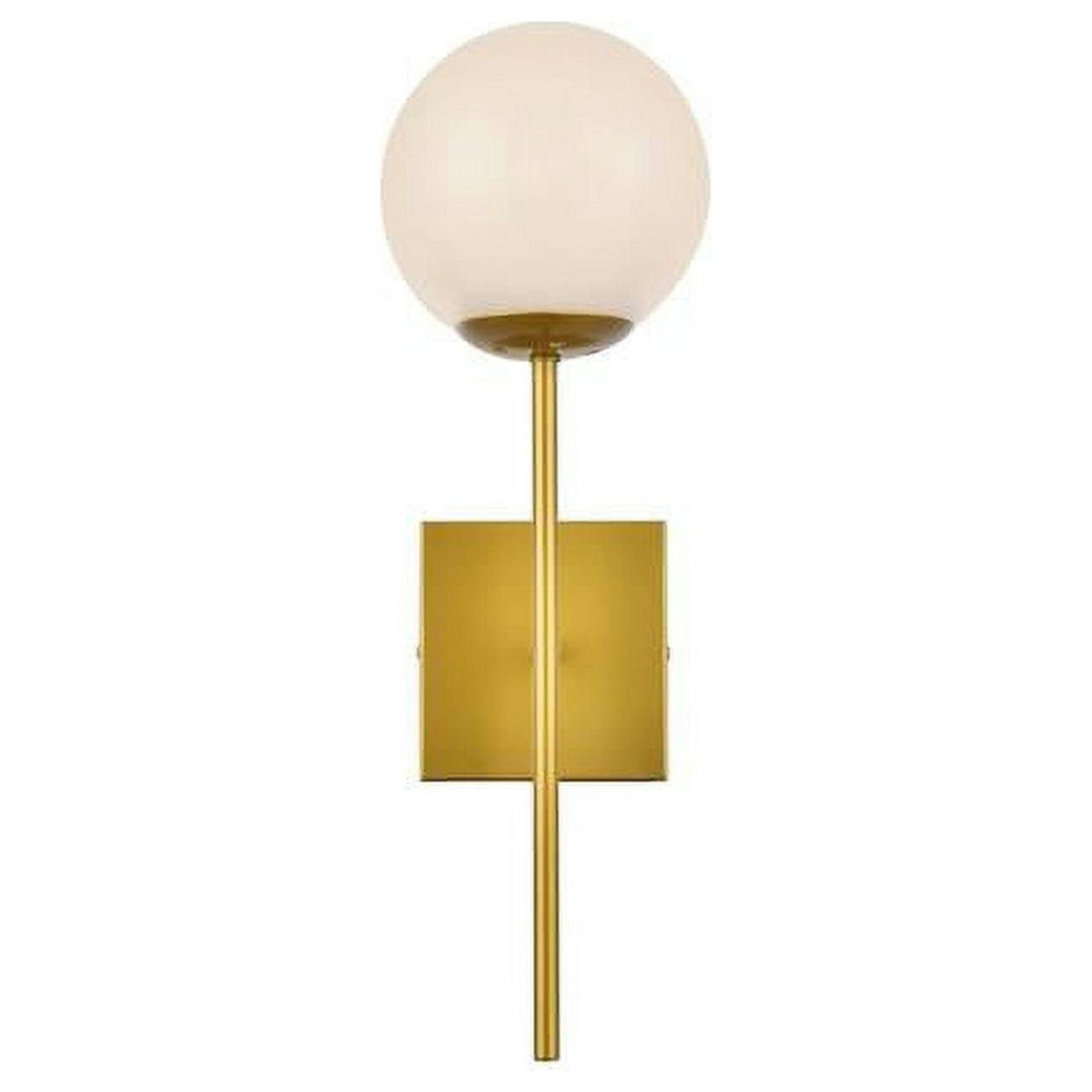 Contemporary Neri Dimmable Brass & White Glass Wall Sconce