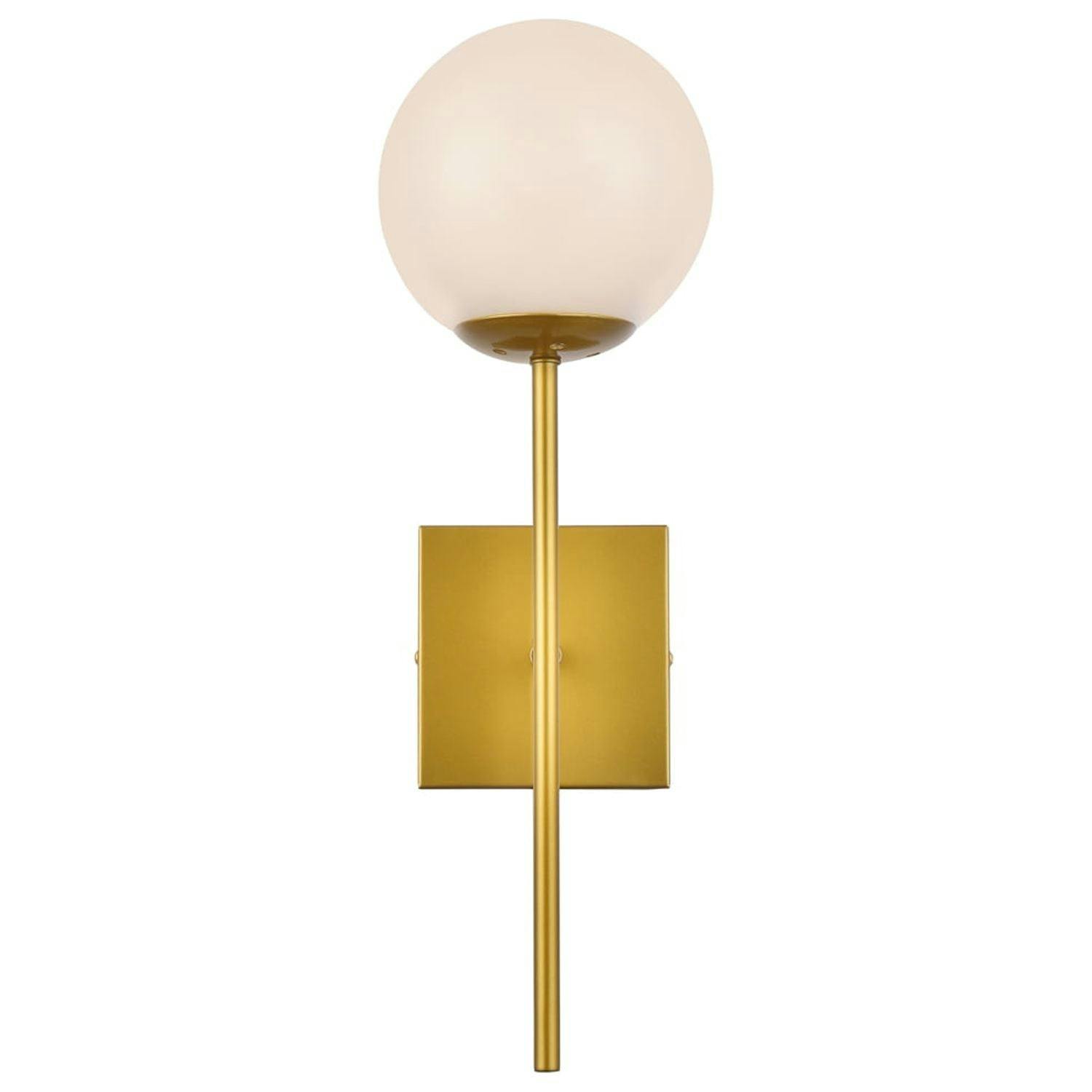 Contemporary Neri Dimmable Brass & White Glass Wall Sconce