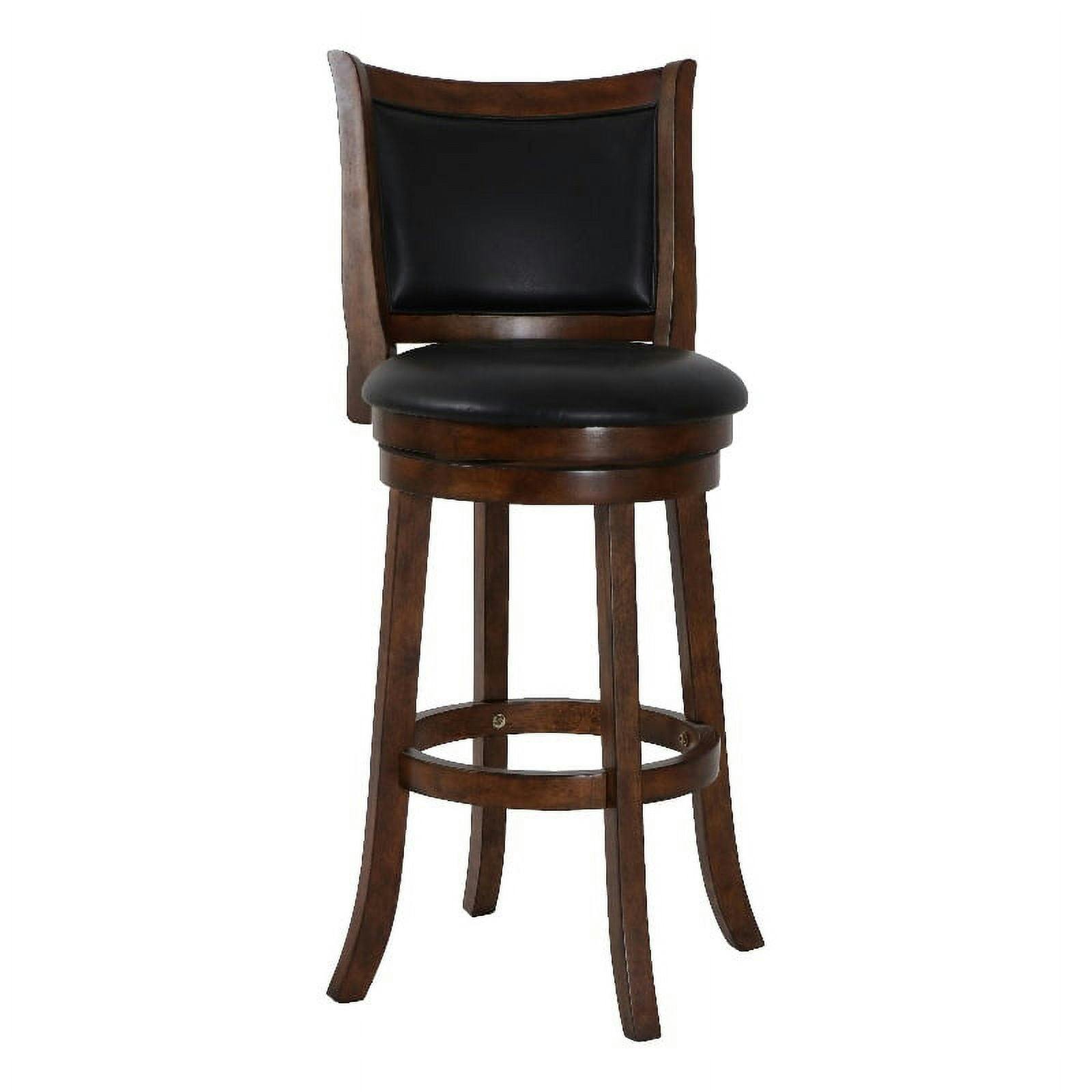 Traditional Bristol 29" Swivel Bar Stool in Black/Brown Leather and Wood