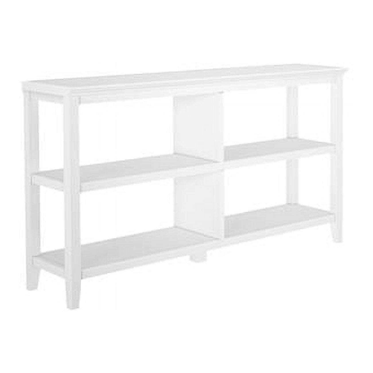 Modern White Wood 2-Tier Low Horizontal Bookcase