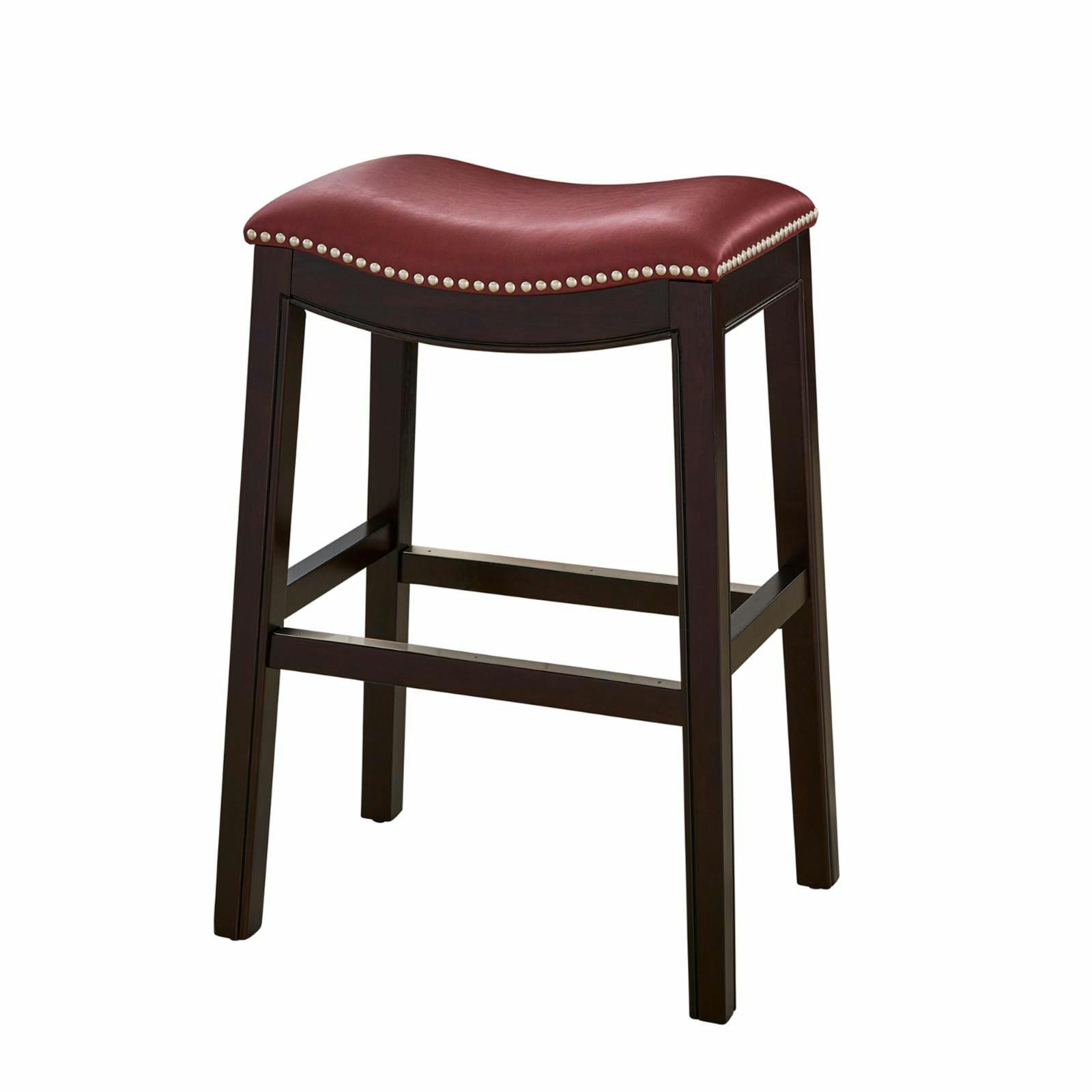 Espresso Julian 25" Counter-Height Saddle Stool with Red Faux-Leather