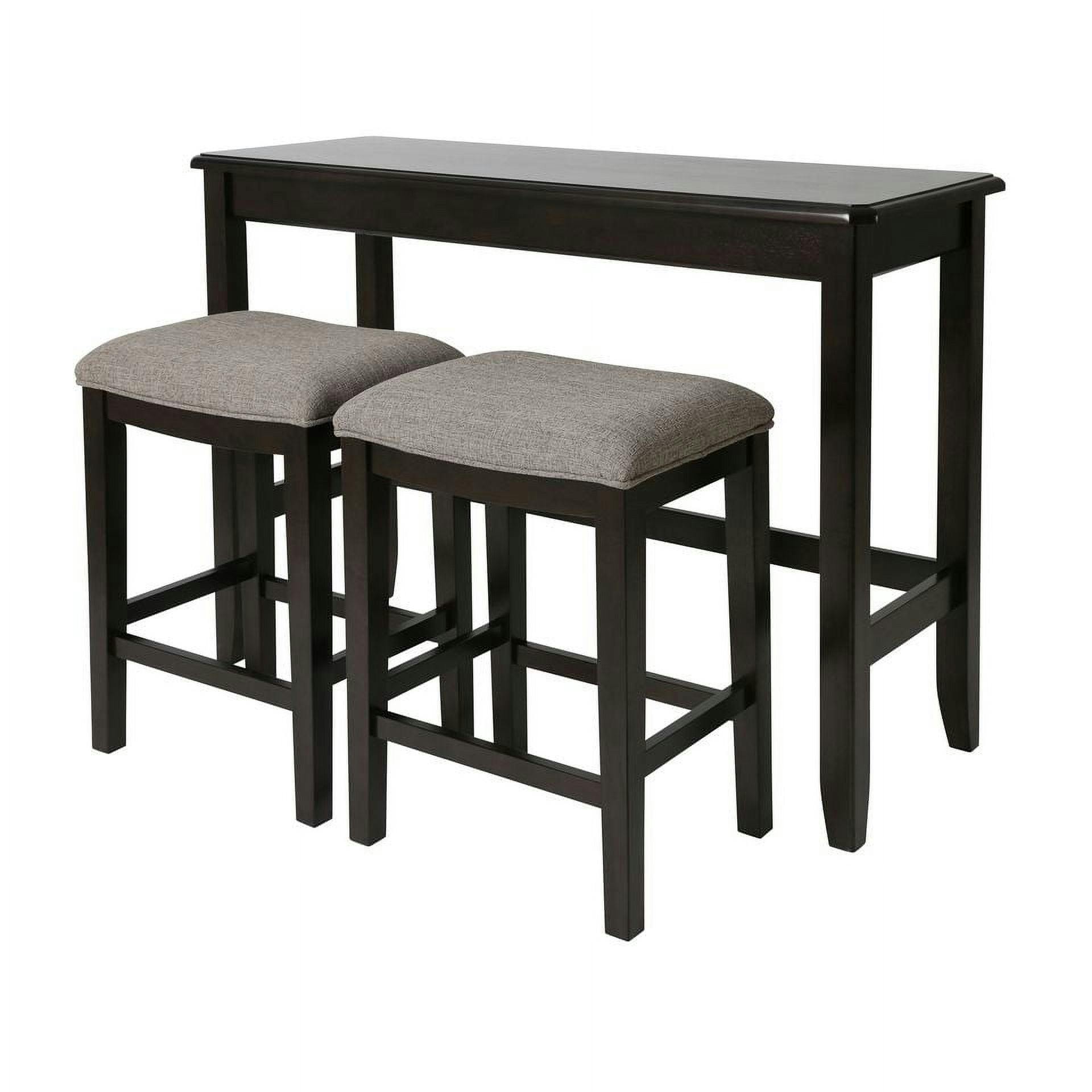 Espresso Solid Pine Sofa Table and Stools Set