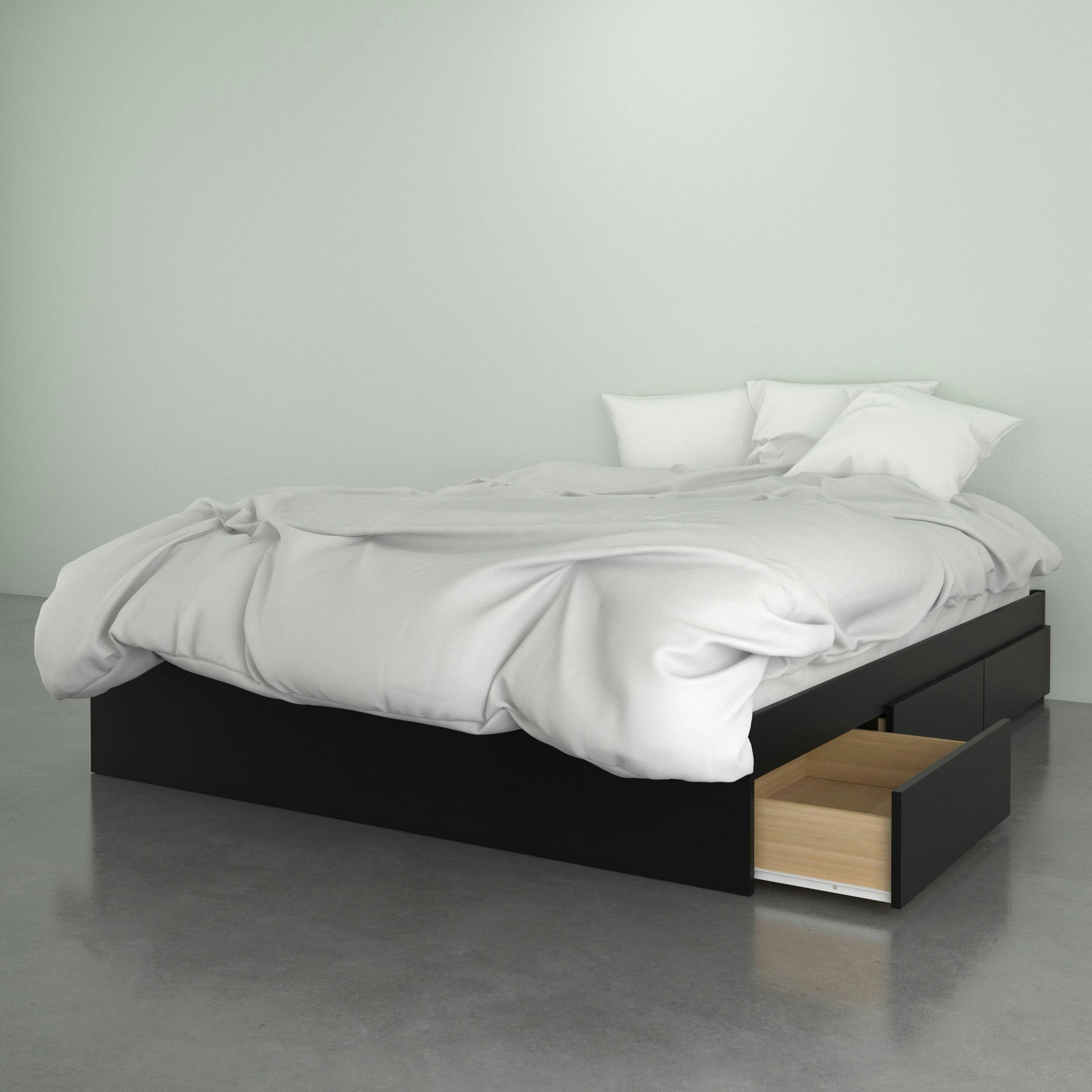 Reversible Queen Storage Bed with 3 Drawers in Charcoal Black