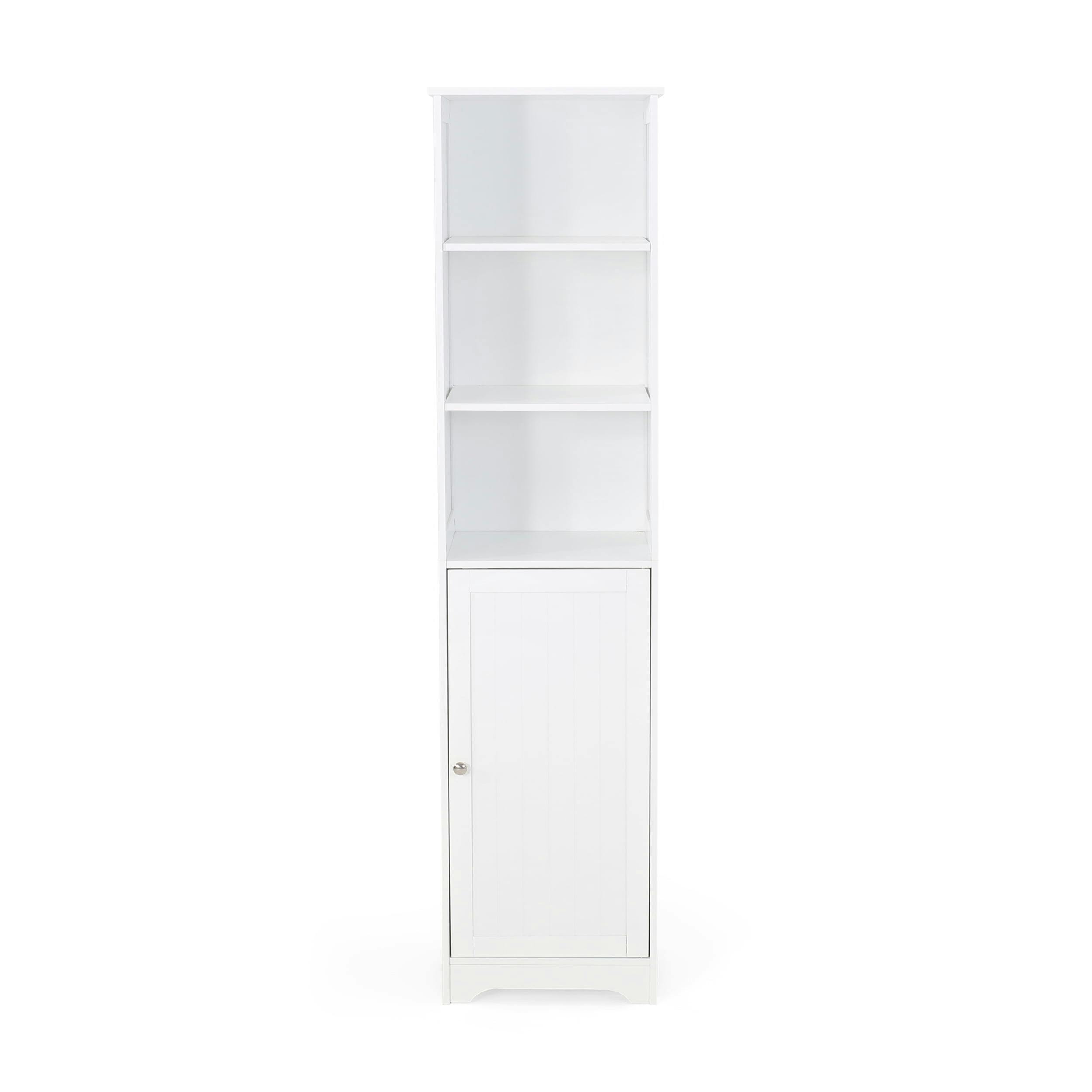Matte White Modern Free Standing Linen Storage Cabinet