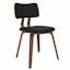 Zuni Mid-Century Modern Black Faux Leather Side Chair with Walnut Wood