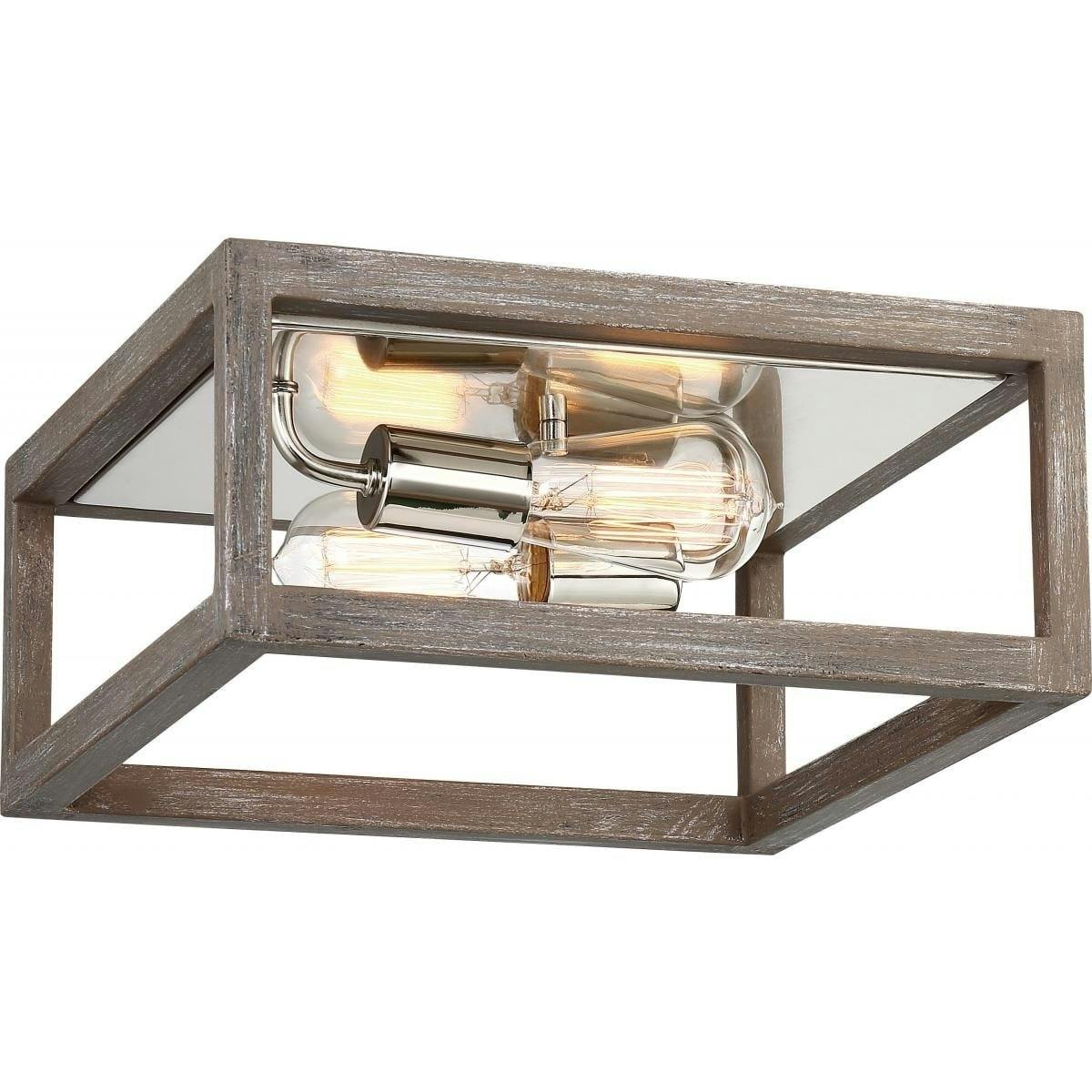 Contemporary Polished Nickel 12.5" Indoor/Outdoor Flush Mount Light