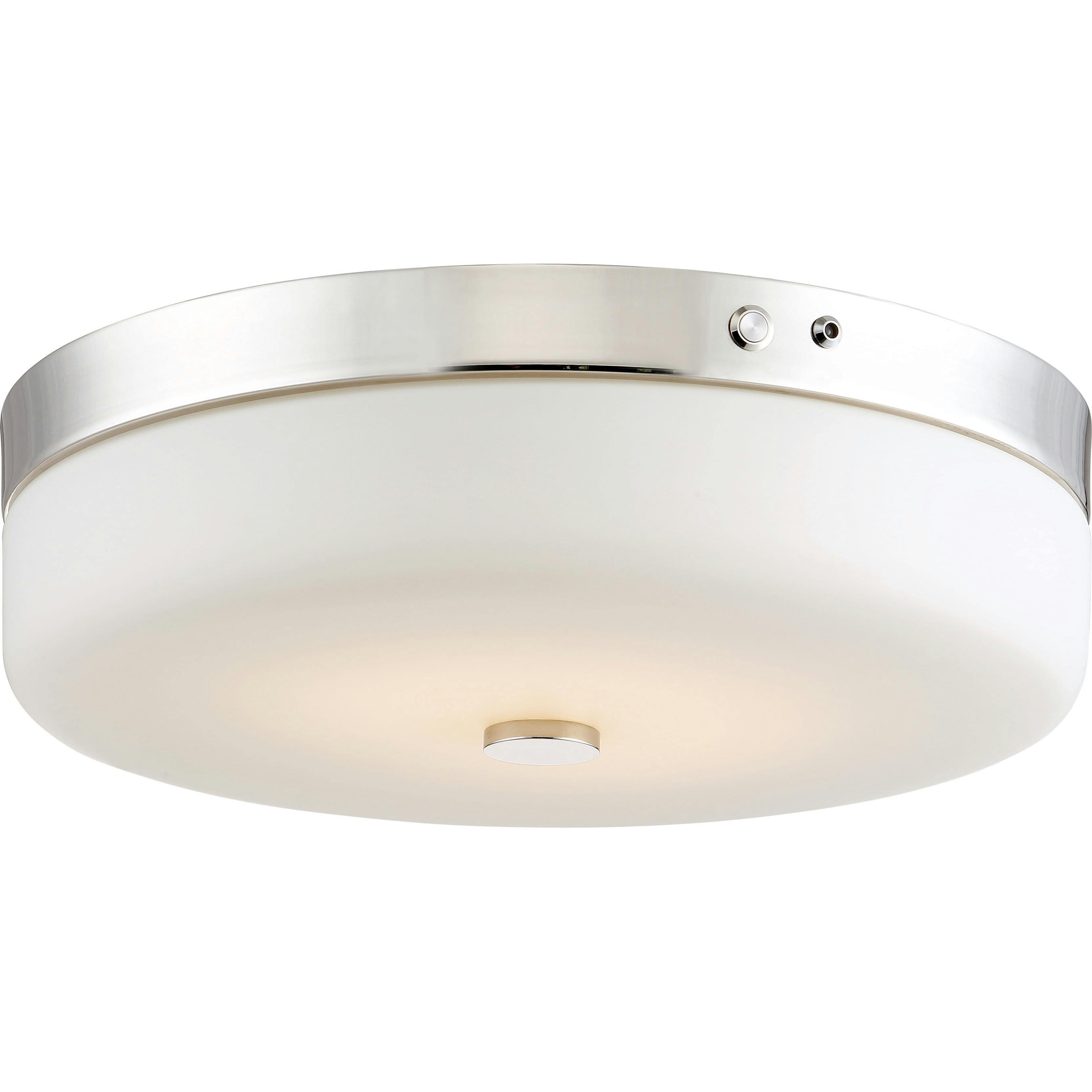 Polished Nickel 15" LED Drum Flush Mount Light, Energy Star