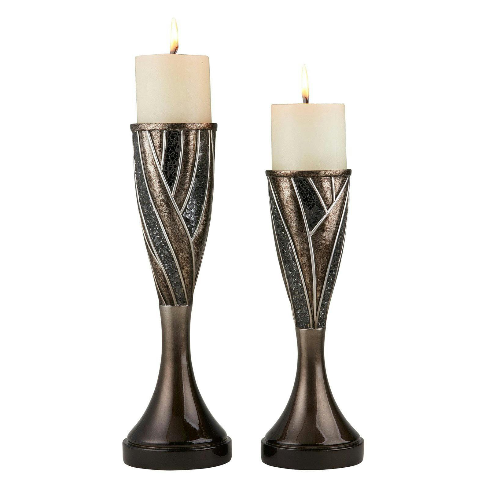 Lelei Bronze Transitional Silhouette Candleholder Set with Floral Accents