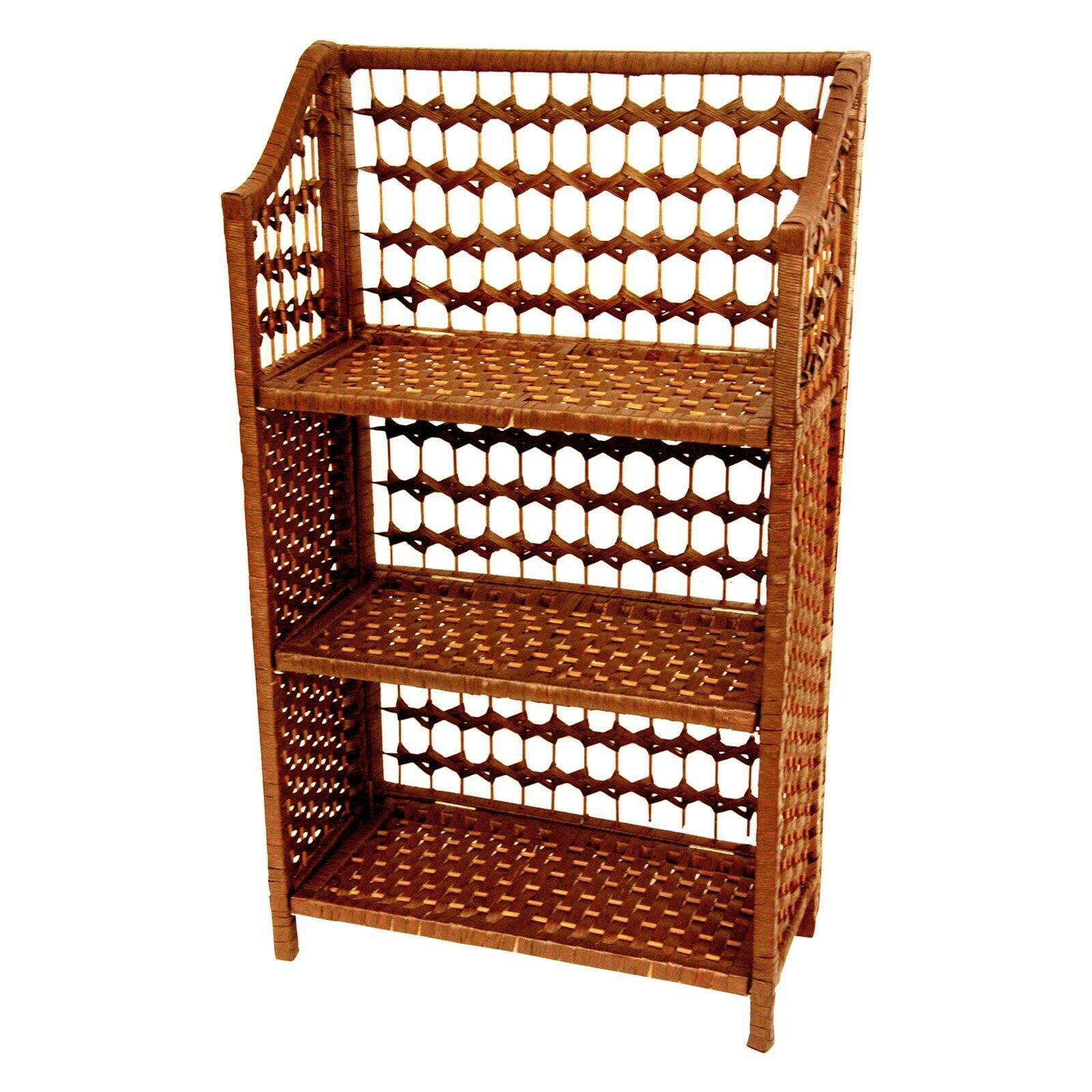Honey-Toned Rattan Style 33" Book Display Shelf