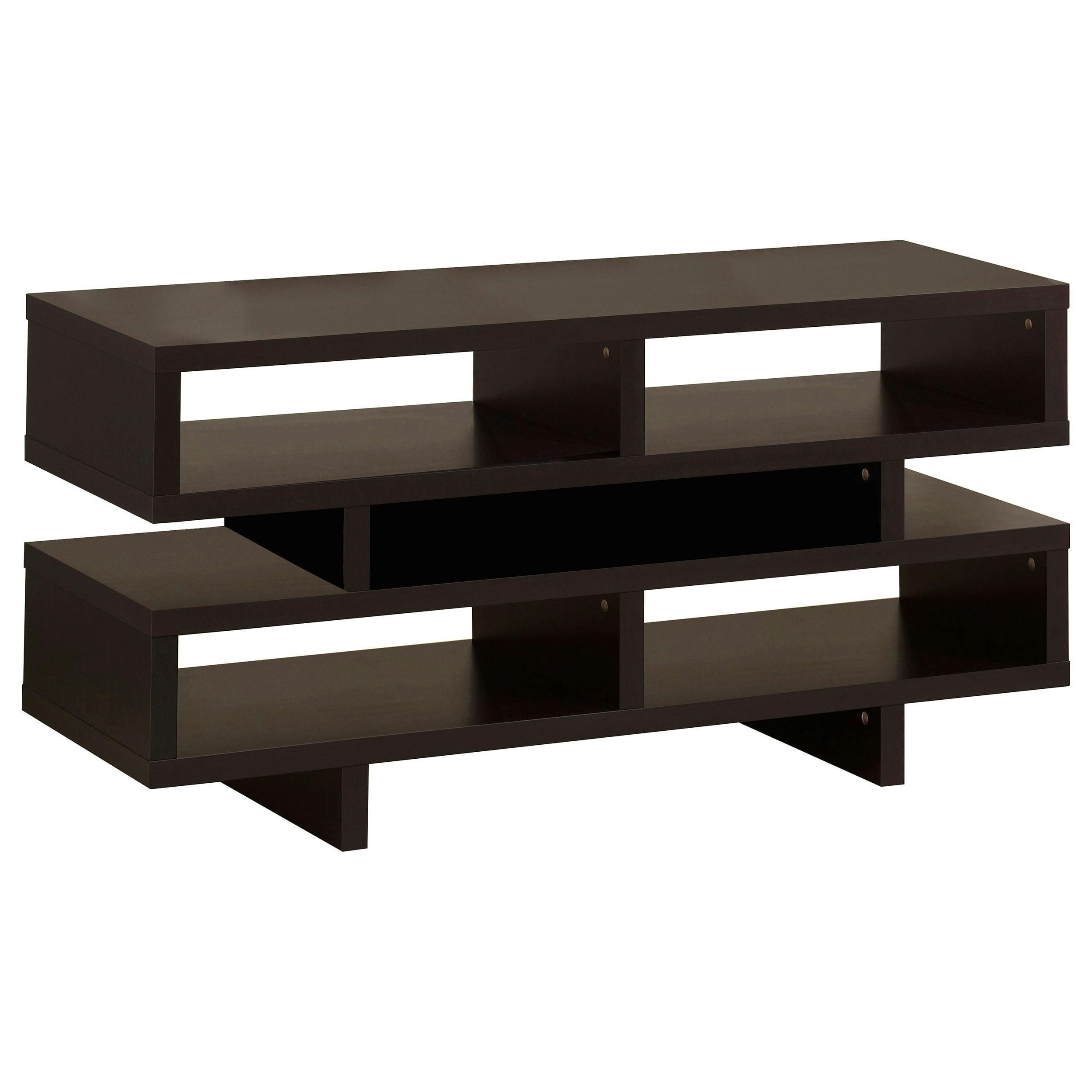 Modern Cappuccino Brown TV Console with Open Storage