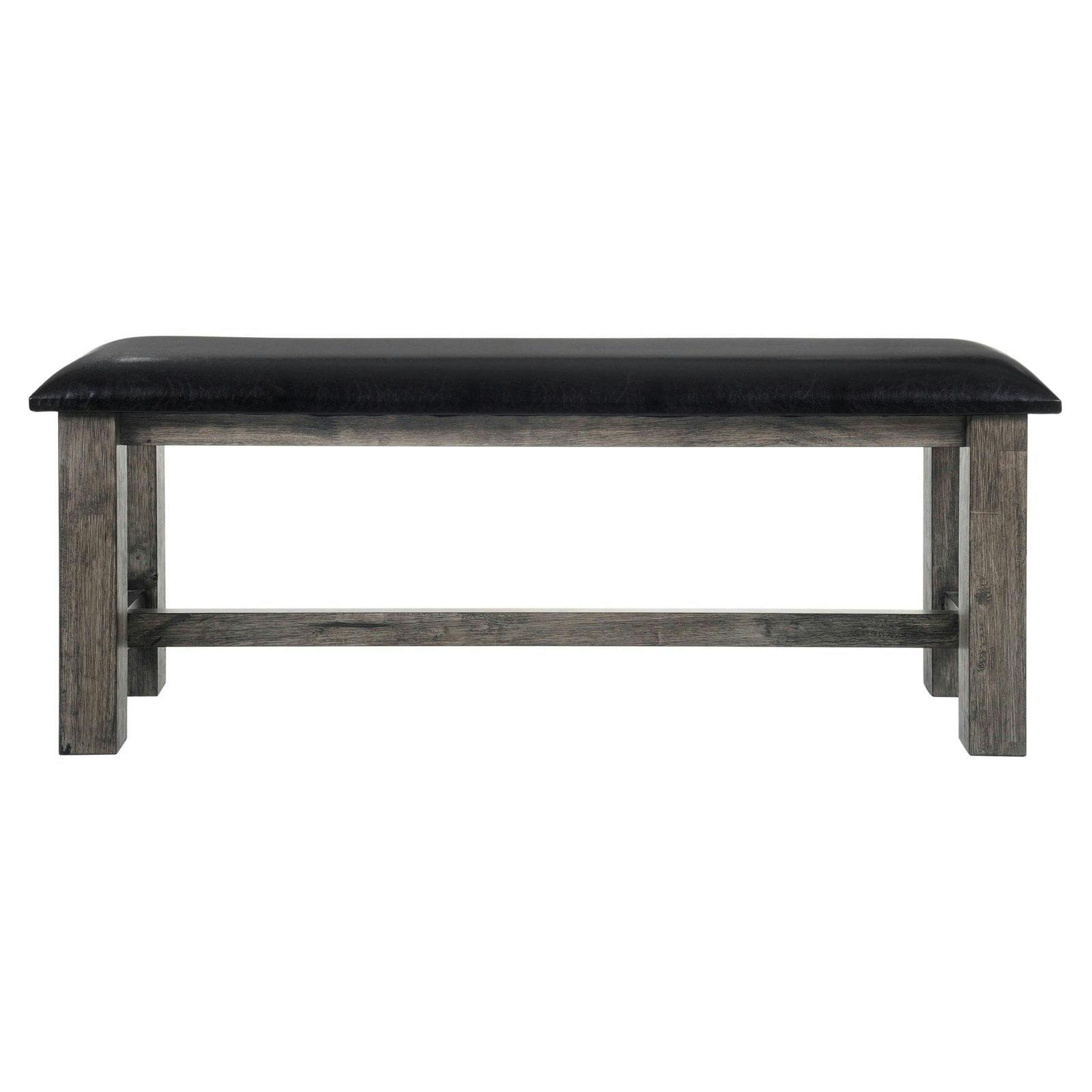 Grayson Rustic 47" Black Faux Leather Upholstered Dining Bench