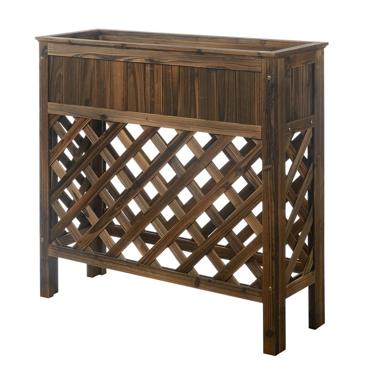 Weathered Cedar Elevated Garden Planter for Patio and Deck