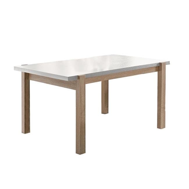 Transitional Rectangular Dining Table in White & Brown - 48" x 32"