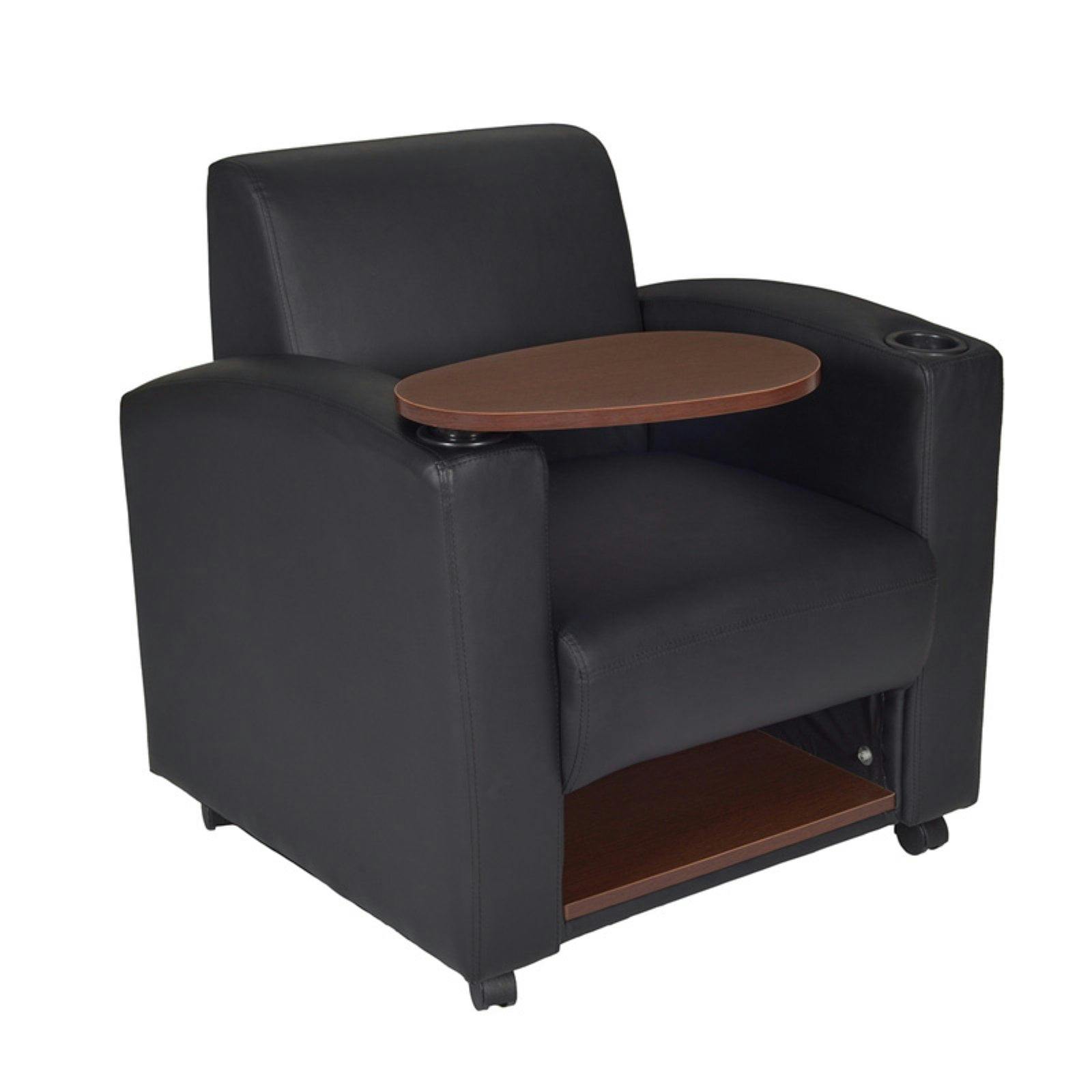 Nova Black Swivel Tablet Arm Chair with Built-In Storage