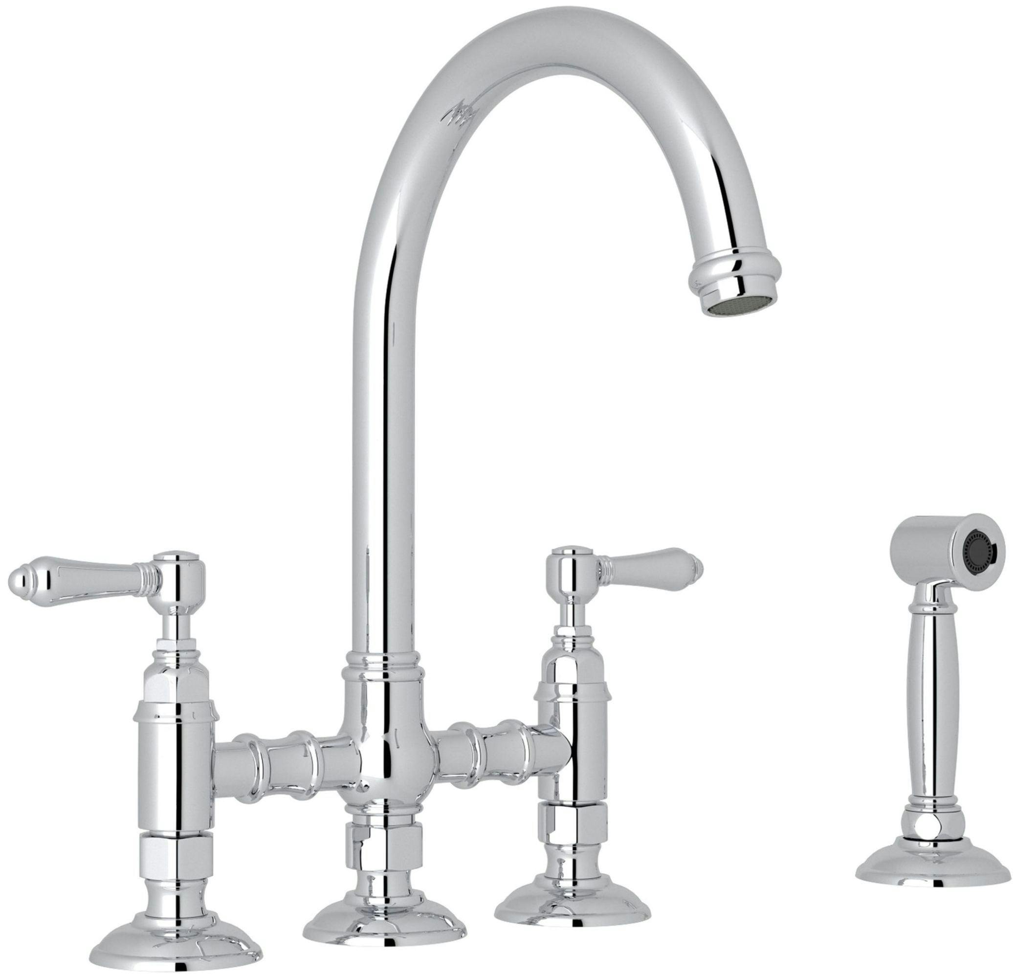 Classic Polished Nickel Kitchen Faucet with Sidespray and Dual Handles