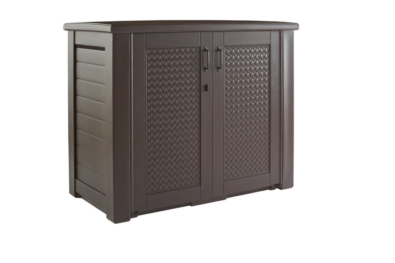 Chic Basket-Weave 46'' Dark Teak Outdoor Storage Locker