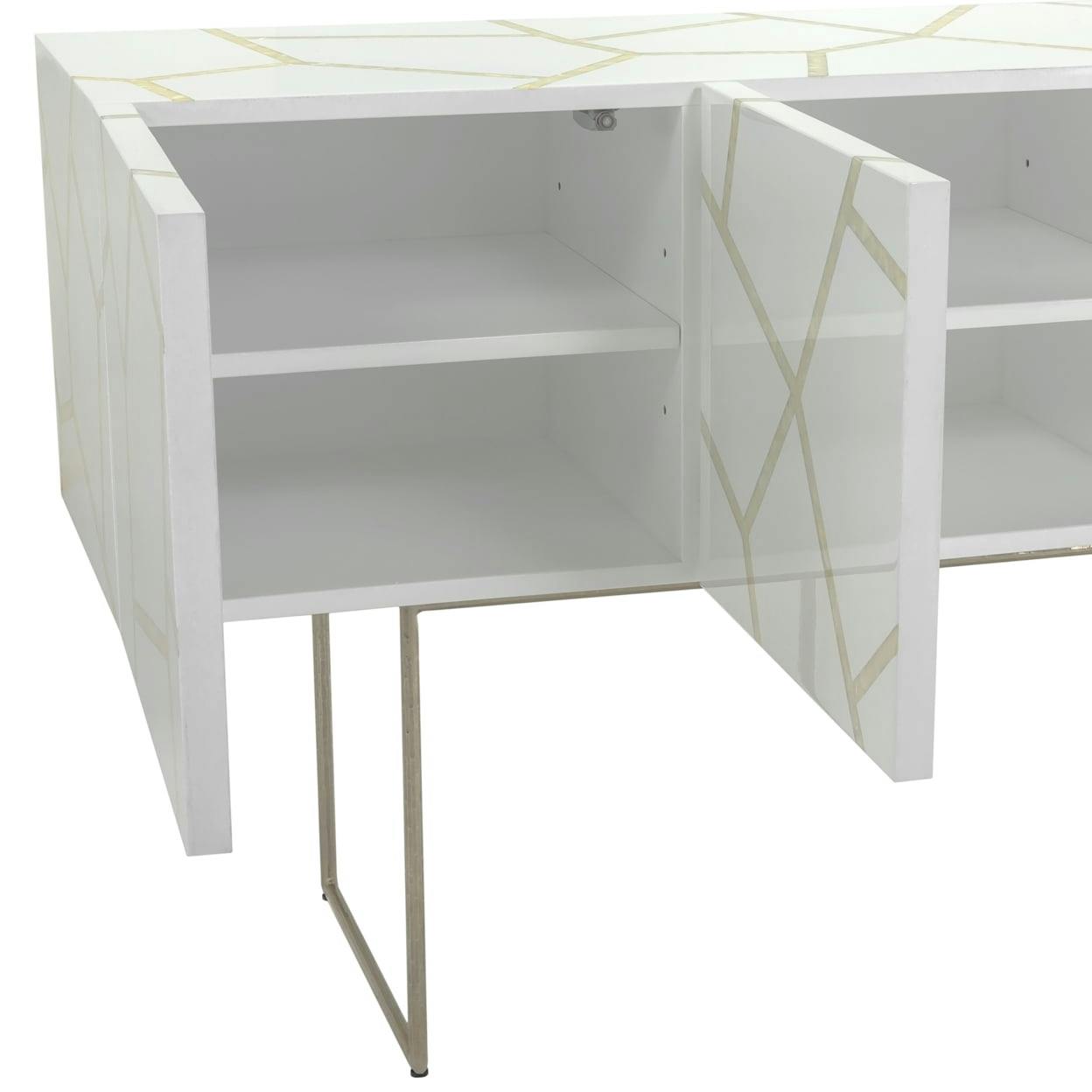 Ashley Chic White Lacquer and Mother of Pearl 74" Buffet
