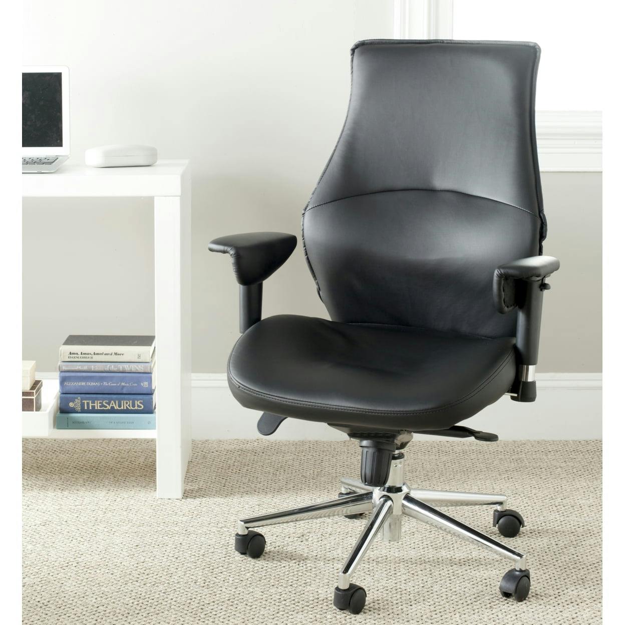 Transitional High-Back Swivel Desk Chair in Luxurious Black