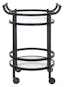 Contemporary Chic Matte Black Round Bar Cart with Glass Shelves