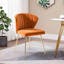 Elegant Orange Velvet Upholstered Side Chair with Gold Metal Legs