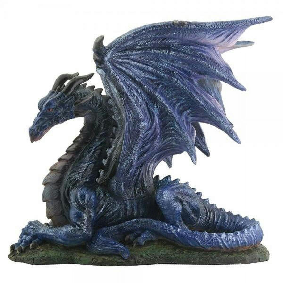 Elegant Midnight Blue Dragon Figurine in Repose, Hand-Painted Resin