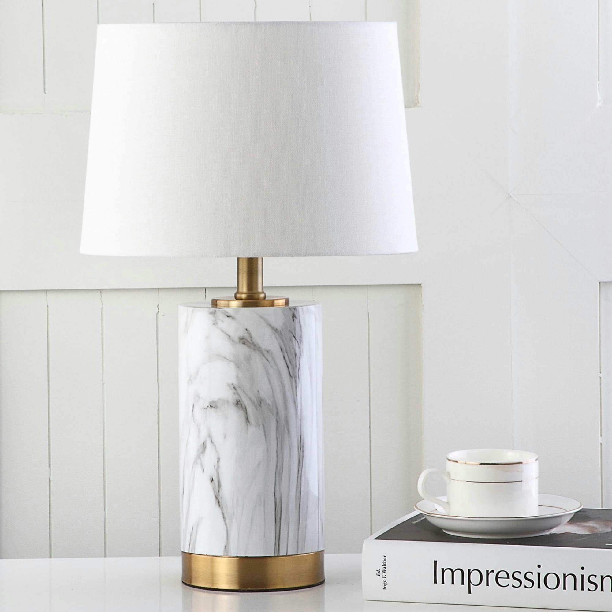 Mykonos Inspired Contemporary 18.25" White and Black Marble Desk Lamp