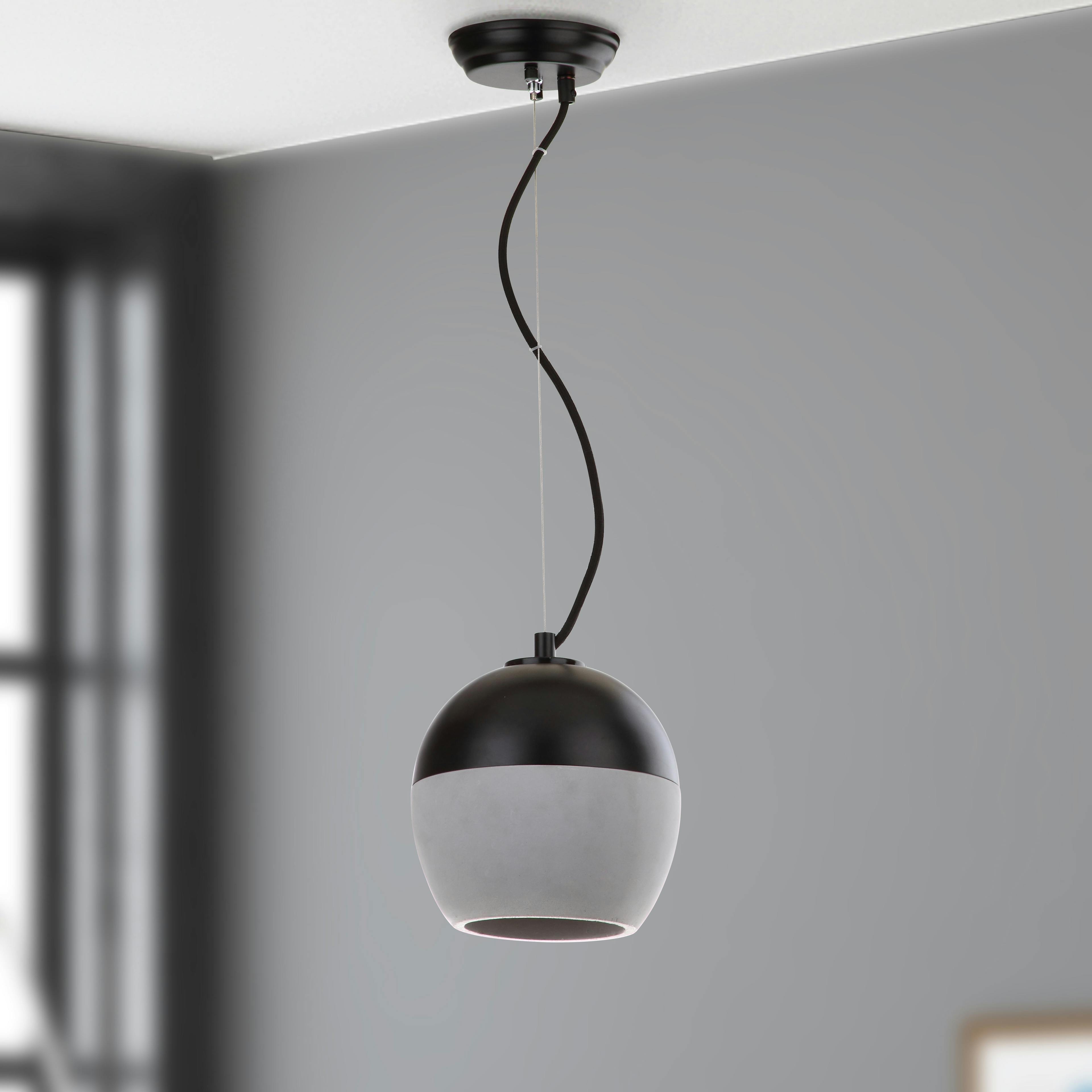 Modern Black and Gray Adjustable Globe Pendant Lamp, 7.88"