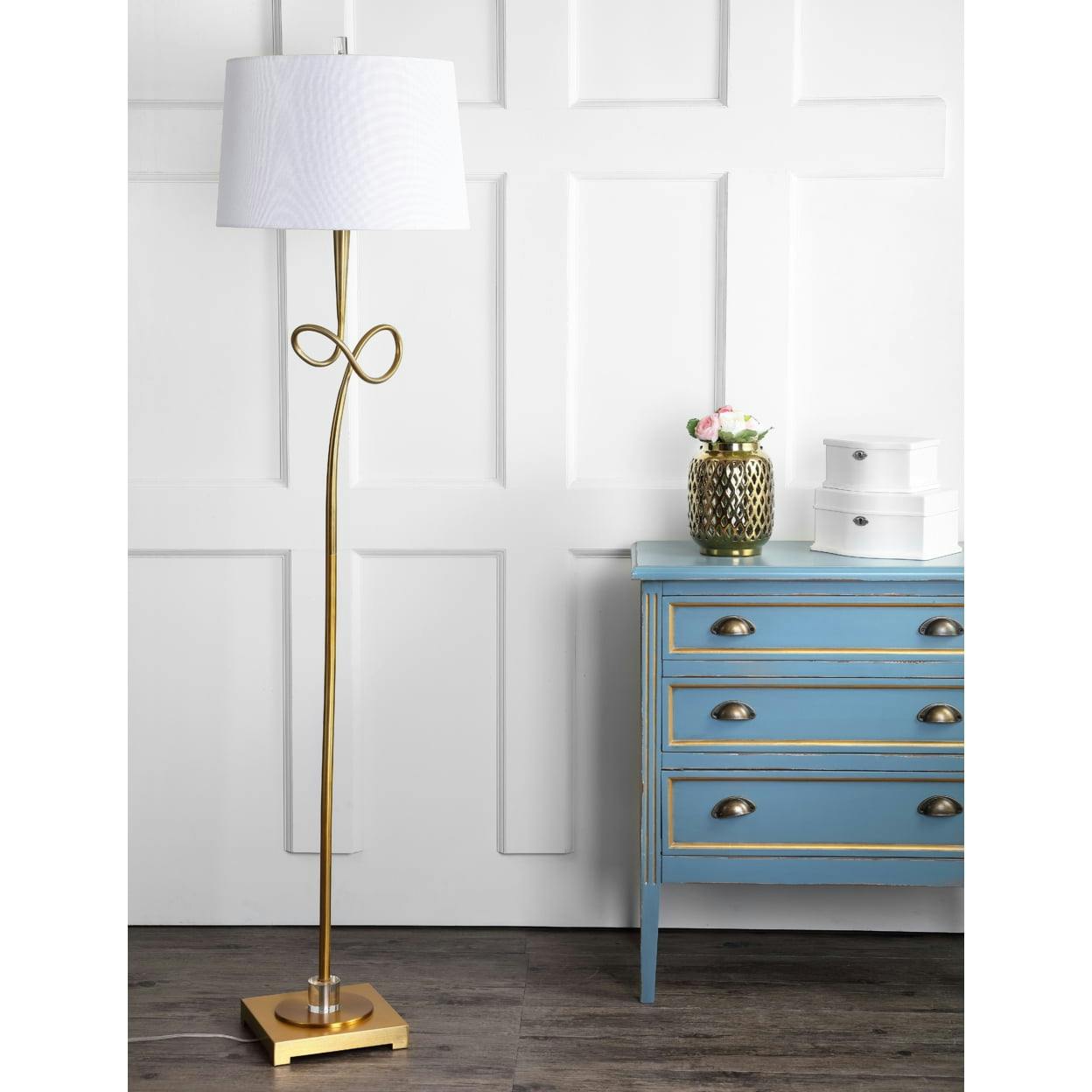 Elegant Gold and Off-White 66.5" Traditional Floor Lamp