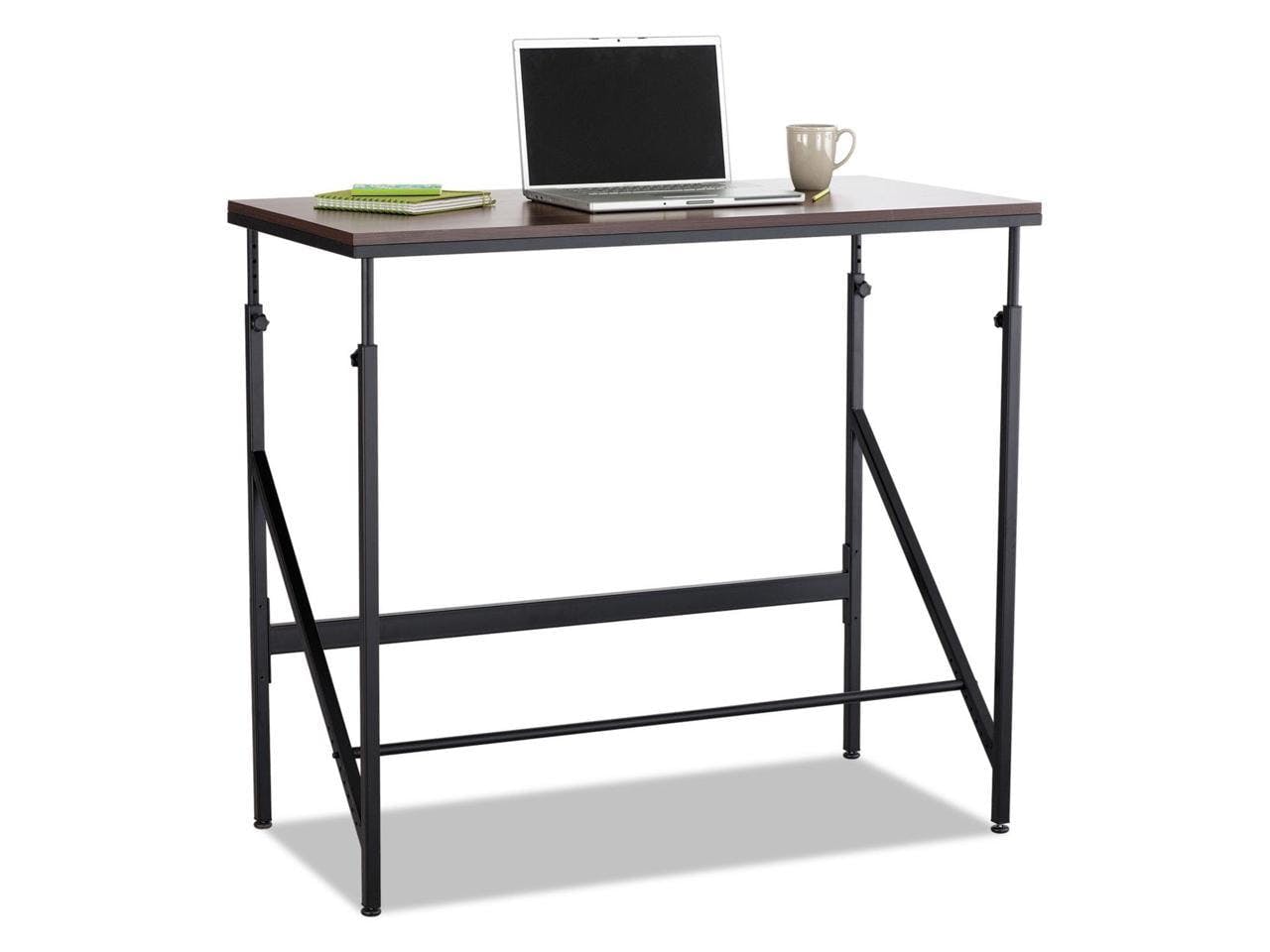 Adjustable Walnut & Black Steel Sit/Stand Desk 48"x24"