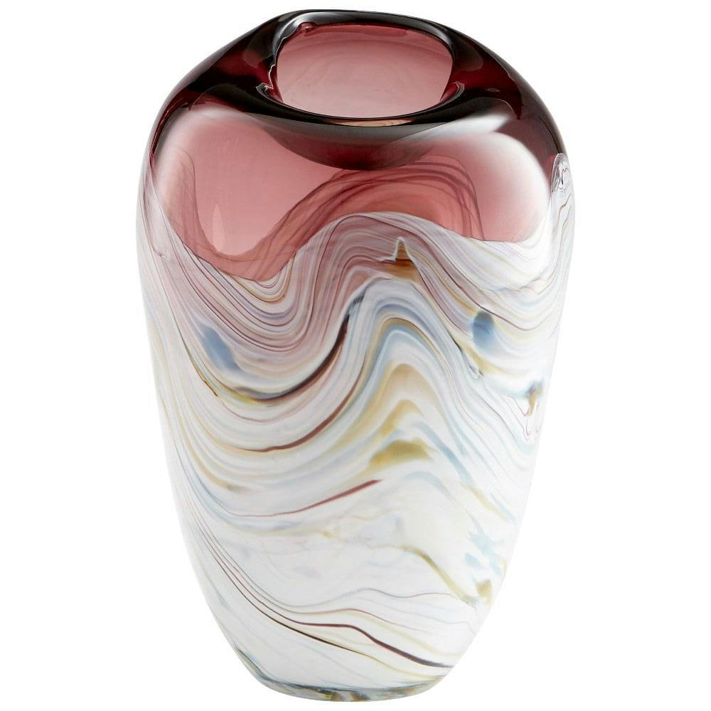 Contemporary Sao Small Glass Vase in Purple and White
