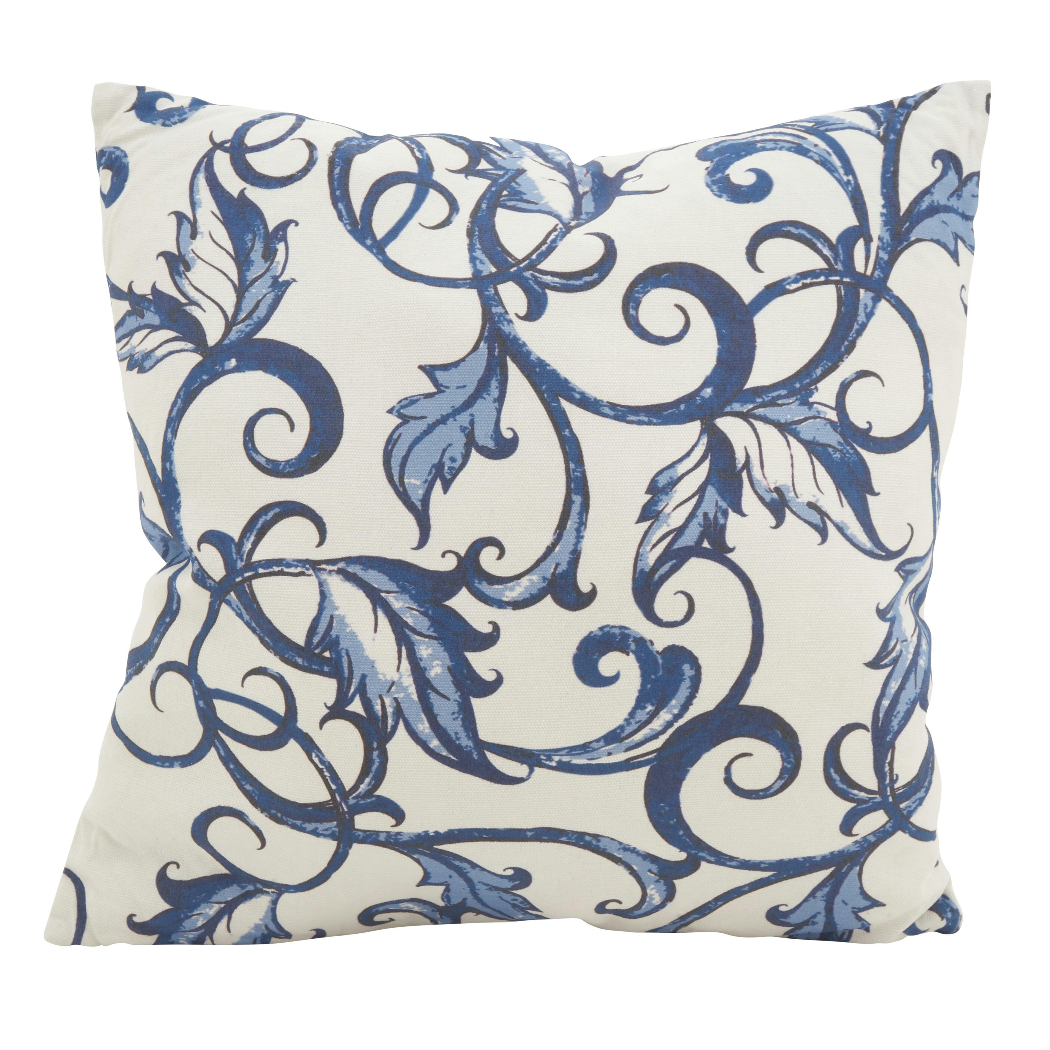 Leaf and Vine 18" Cotton Square Throw Pillow
