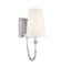 Elegant Curved Arm Nickel Wall Sconce with White Fabric Shade