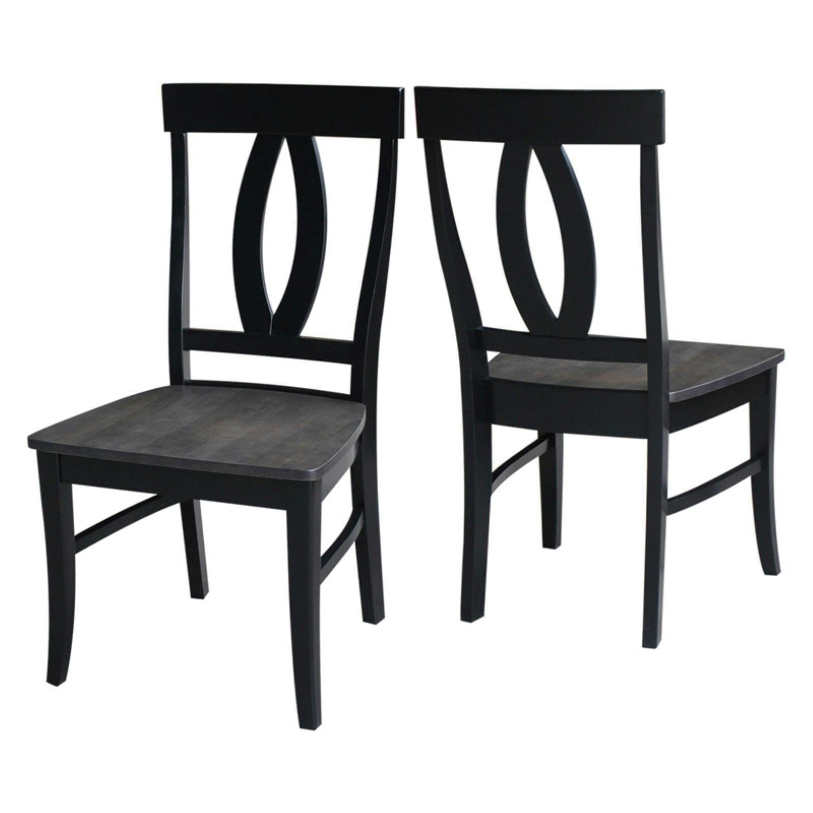Elegant Cosmo High-Back Side Chair in Coal-Black Solid Wood