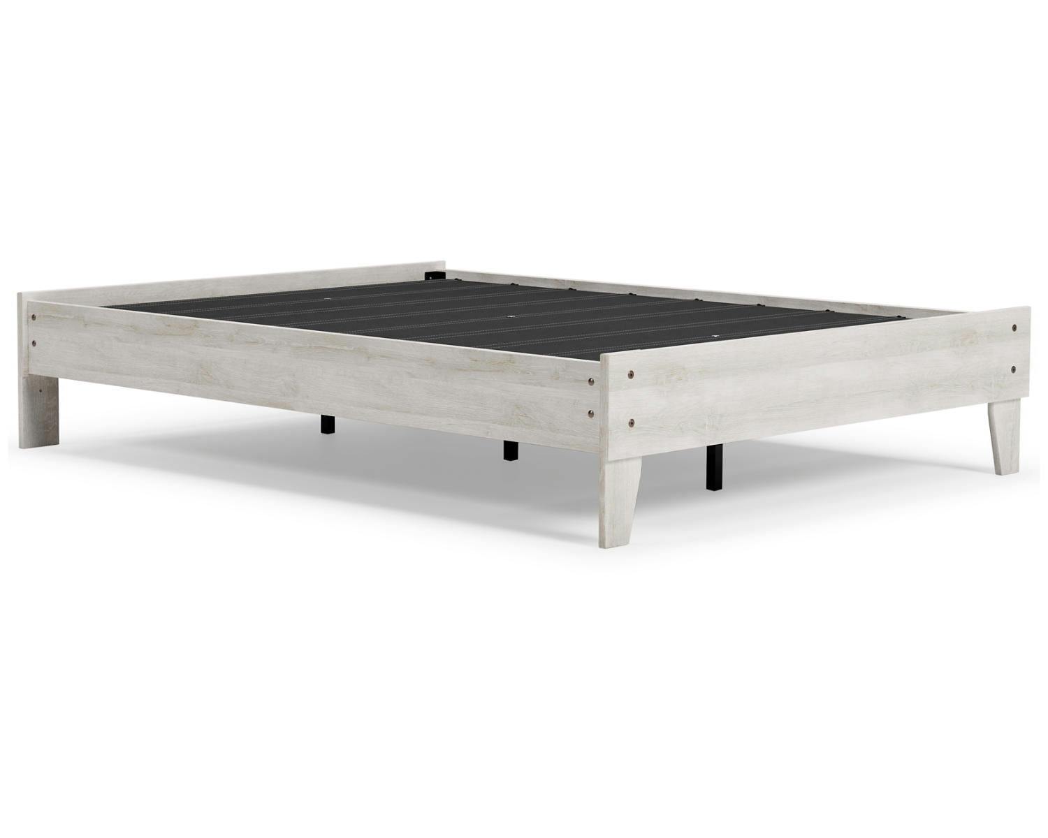 Whitewash Chic Full Platform Bed with Storage Drawer