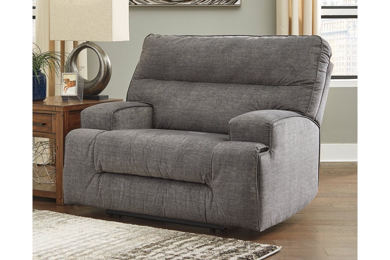 Contemporary Charcoal Wide Seat Metal Recliner