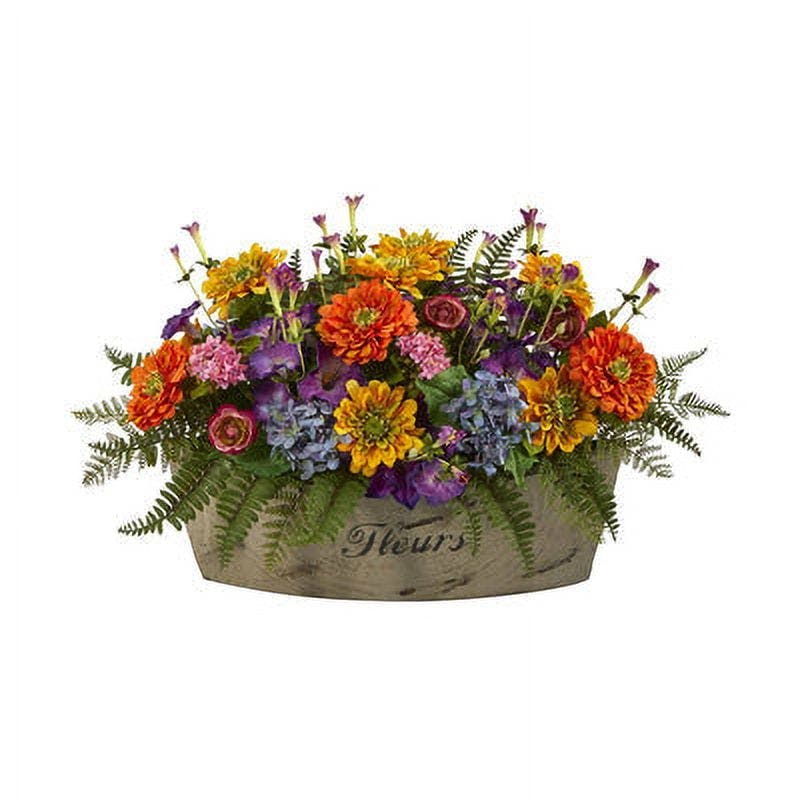 Vibrant Silk Mixed Flowers 18" Artificial Arrangement in Decorative Vase