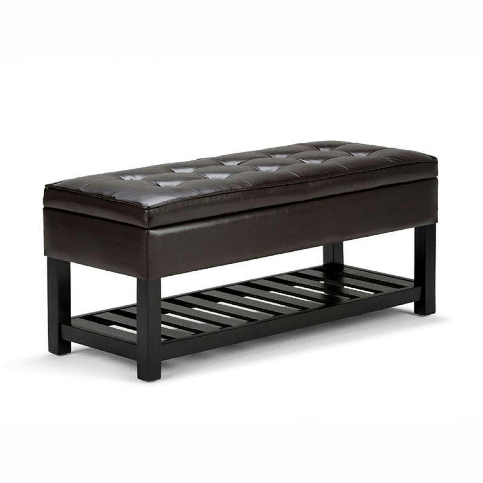 Tanners Brown 44'' Wide Rectangular Ottoman Bench with Tufted Footrest