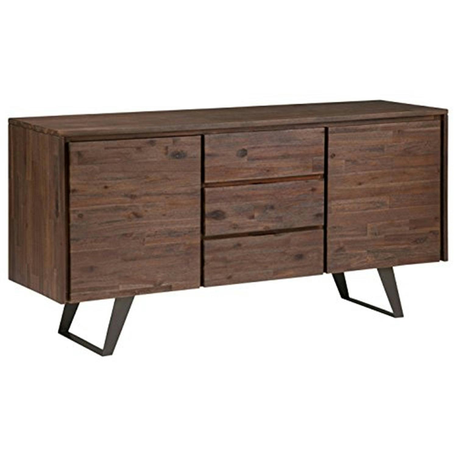 Lowry Distressed Charcoal Brown Solid Acacia & Metal Sideboard Buffet