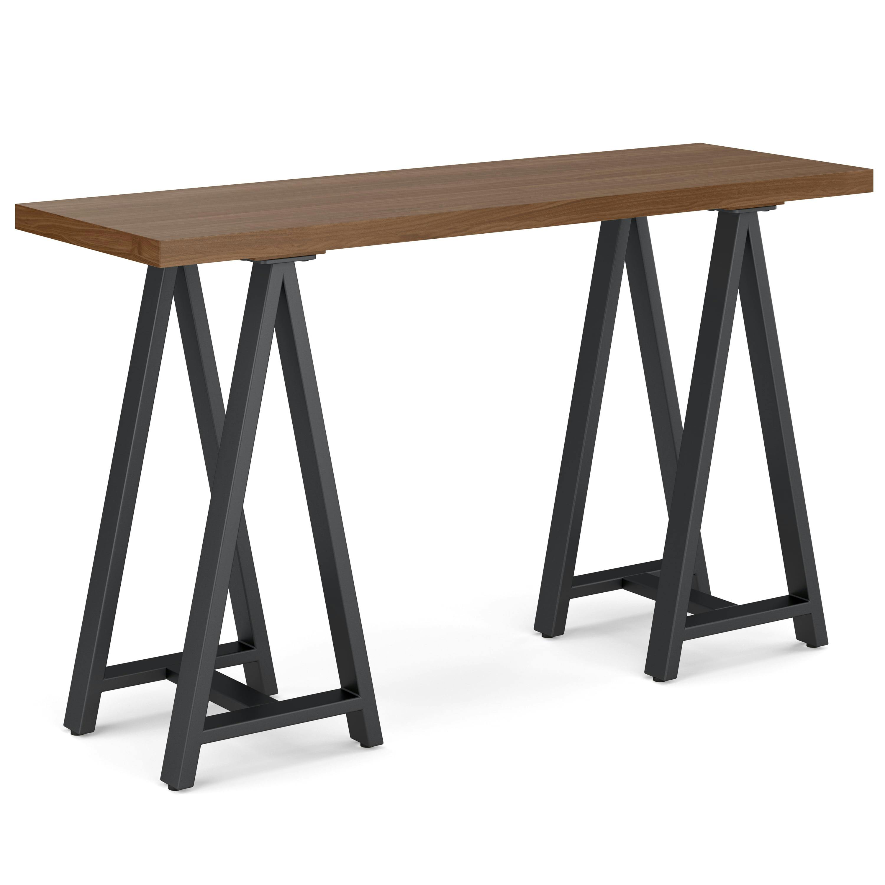 Sawhorse Solid Walnut and Metal 50" Modern Industrial Console Table