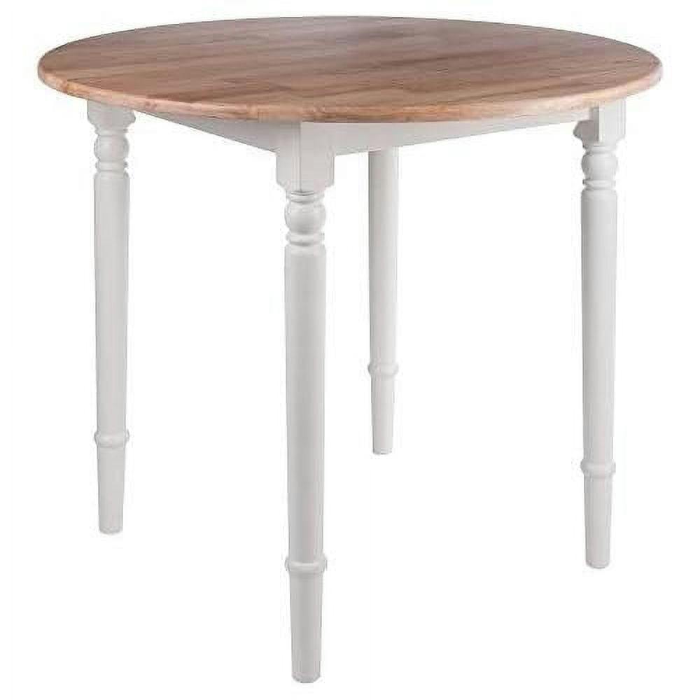 Sorella Transitional Round Drop-Leaf Dining Table in Natural & White